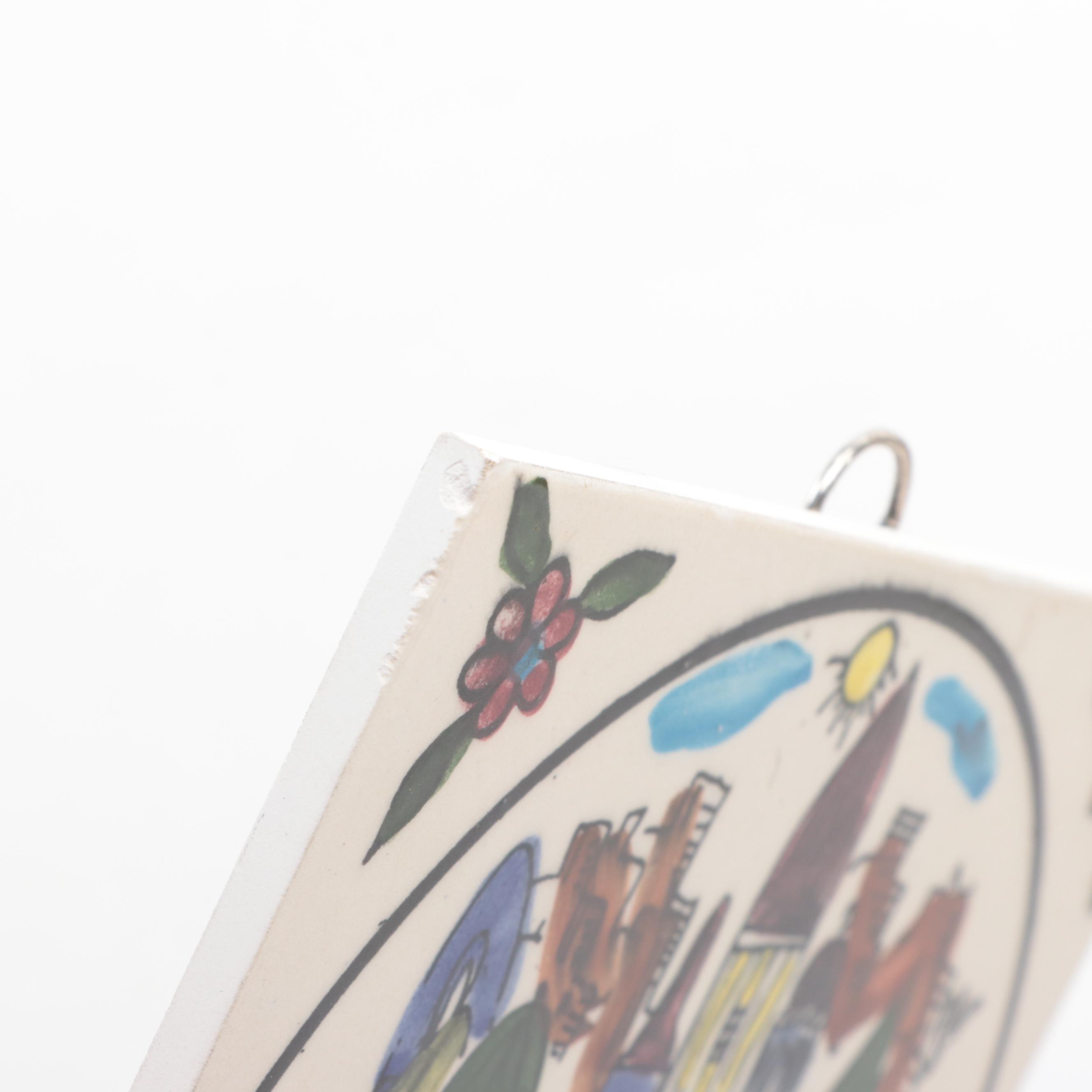 Russian Lacquer Egg, Stone Composite "The Last Supper" Plaque and Jerusalem Tile