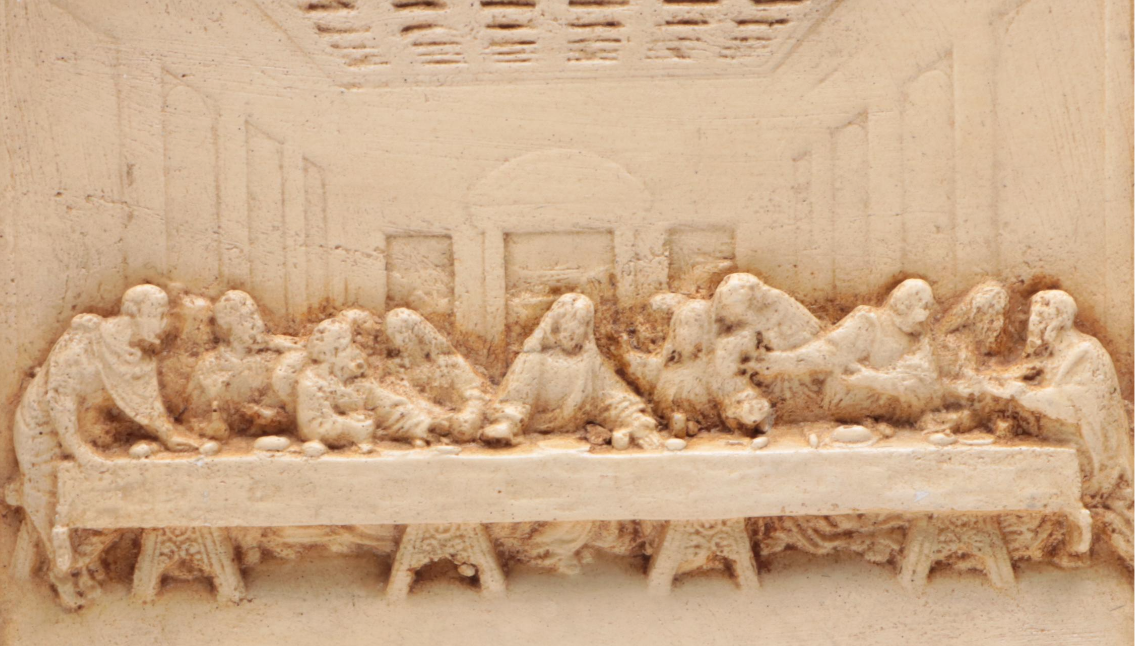 Russian Lacquer Egg, Stone Composite "The Last Supper" Plaque and Jerusalem Tile