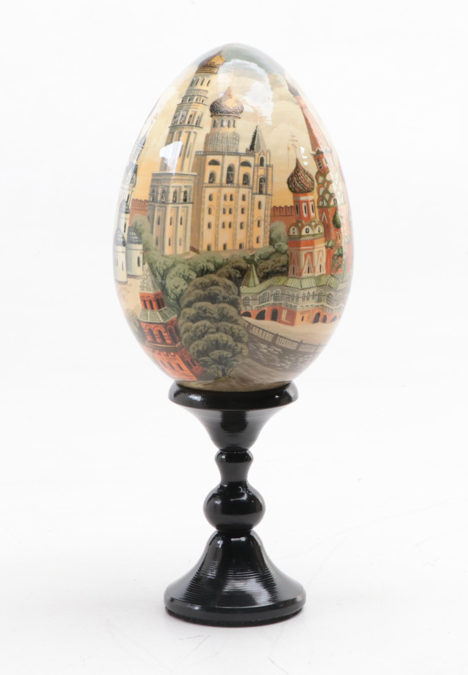 Russian Lacquer Egg, Stone Composite "The Last Supper" Plaque and Jerusalem Tile