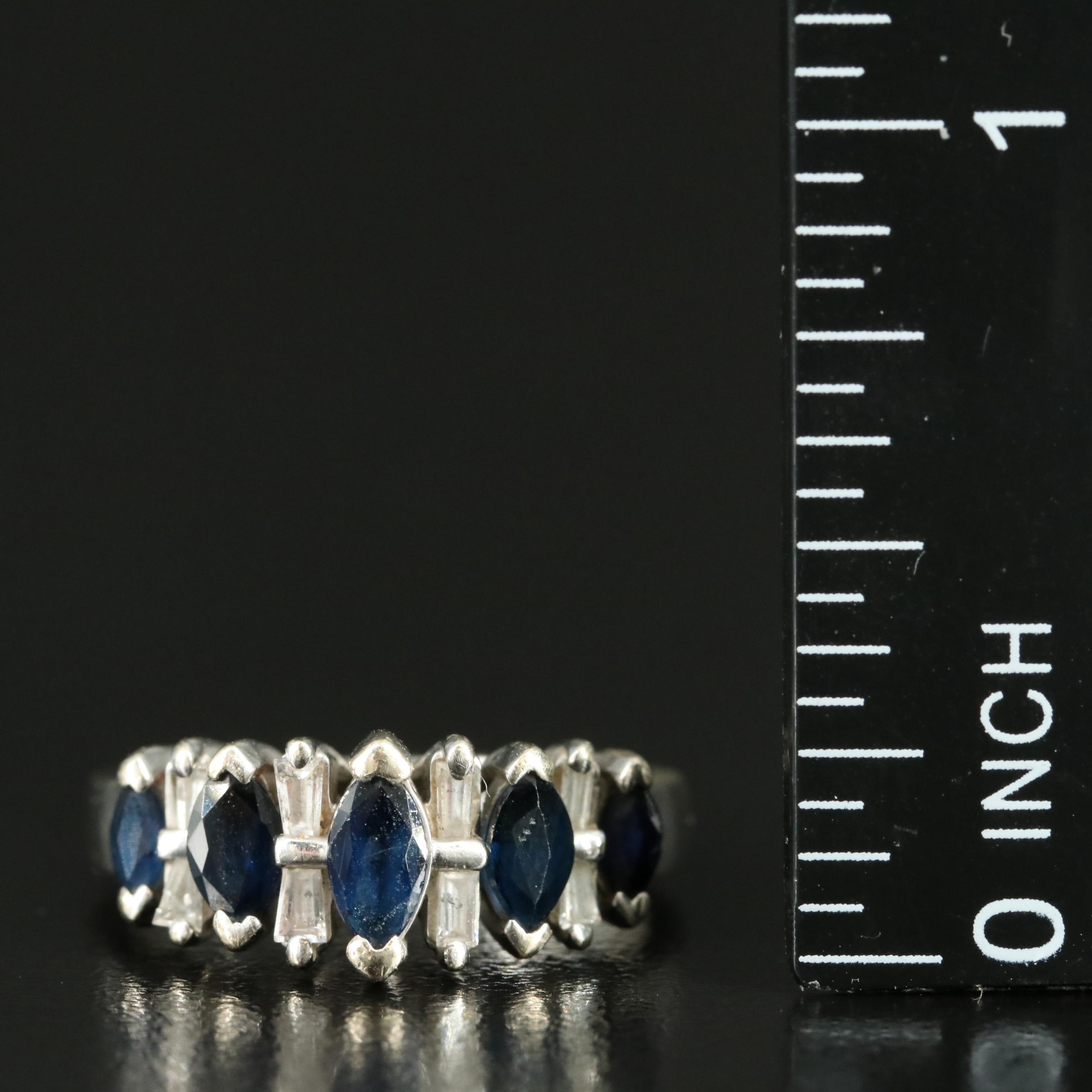 14K Sapphire and Diamond Stepped Ring