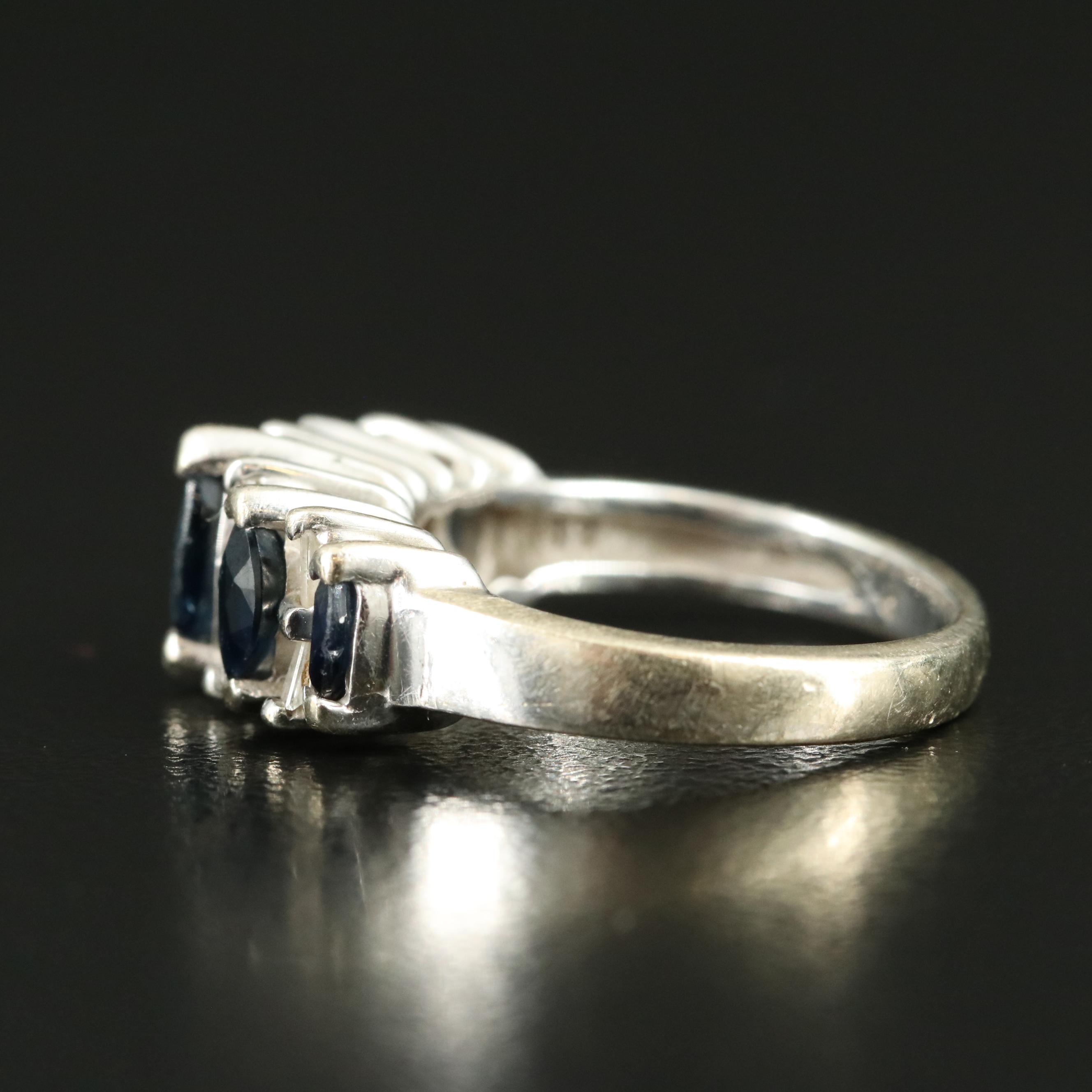 14K Sapphire and Diamond Stepped Ring