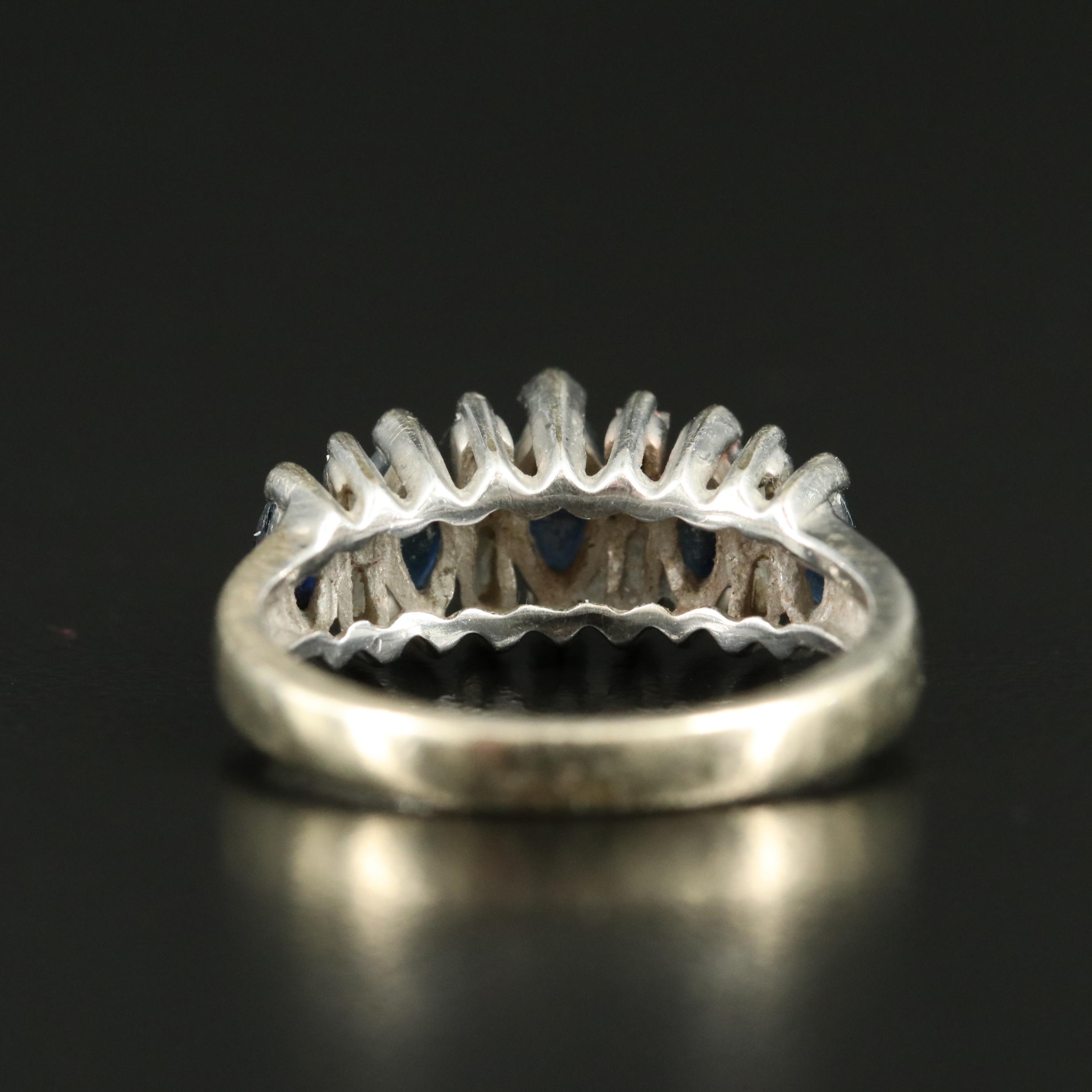 14K Sapphire and Diamond Stepped Ring