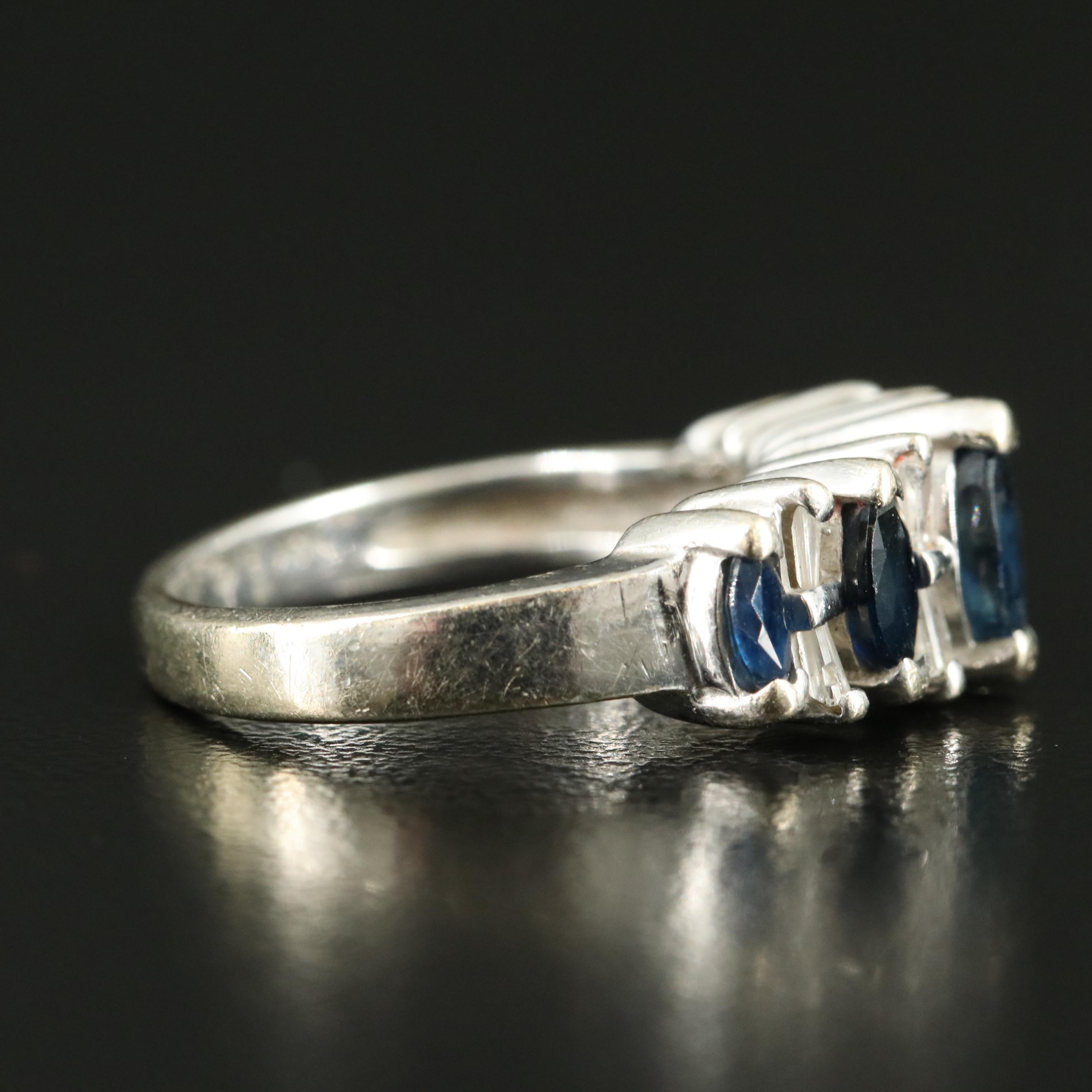 14K Sapphire and Diamond Stepped Ring