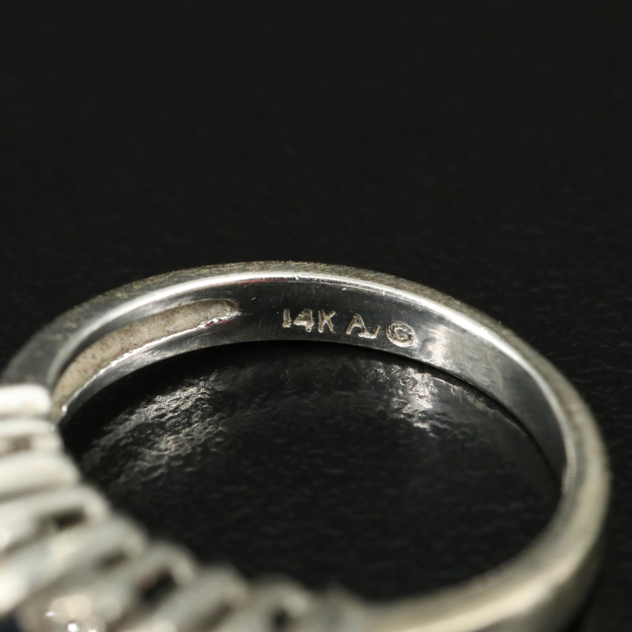 14K Sapphire and Diamond Stepped Ring