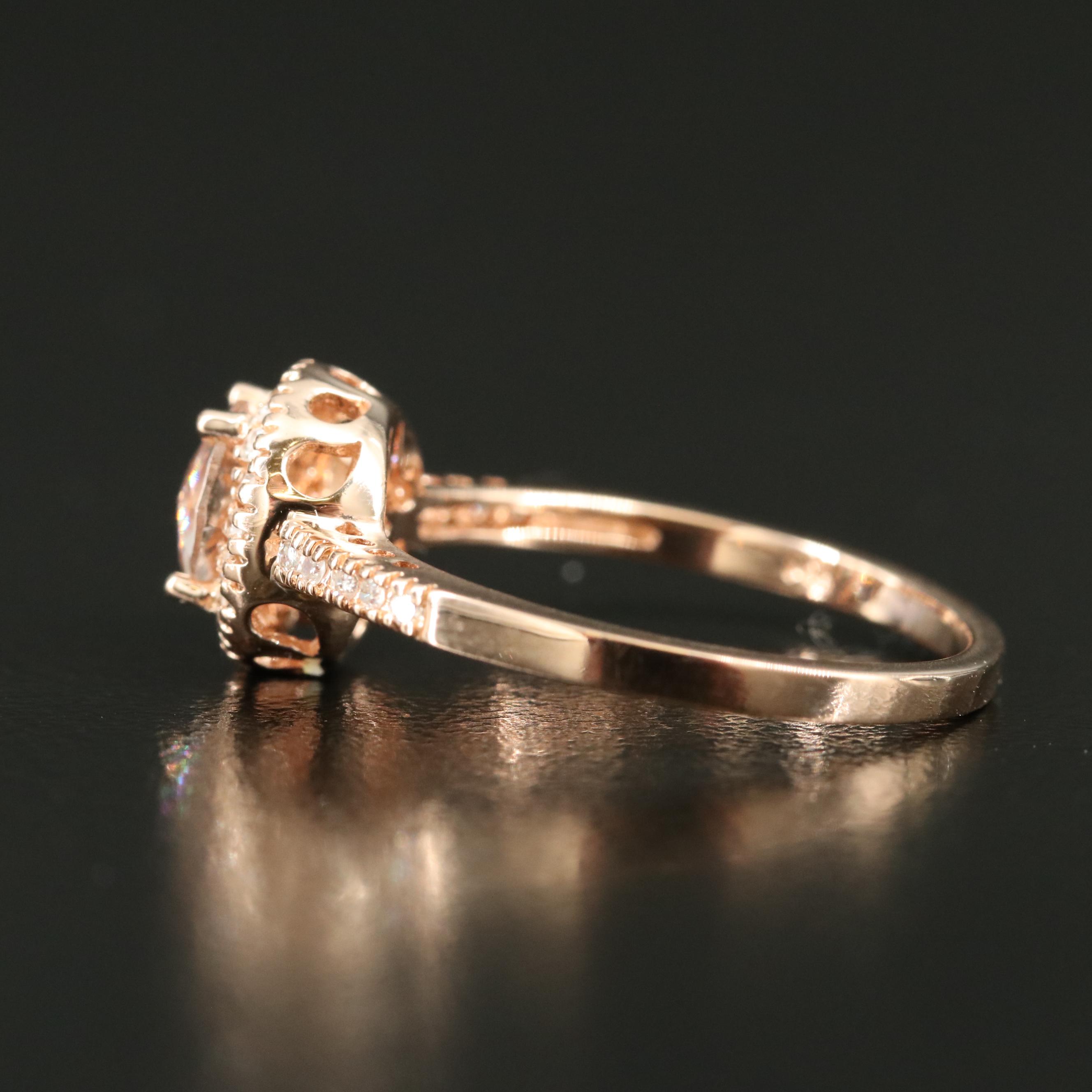 14K Rose Gold Morganite and Diamond Ring