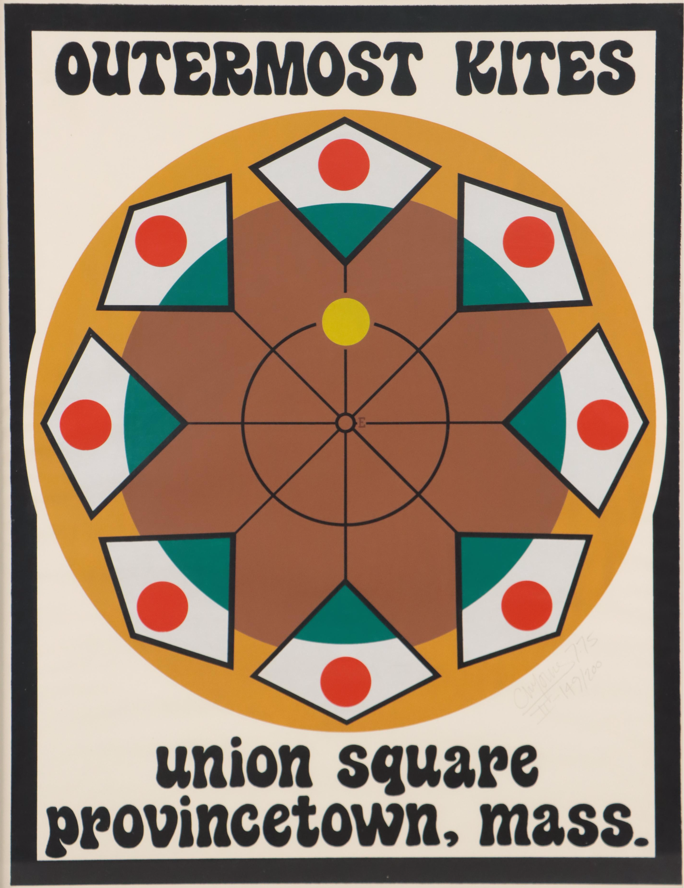 Serigraph "Outermost Kites, Union Square Provincetown, Mass," 1975