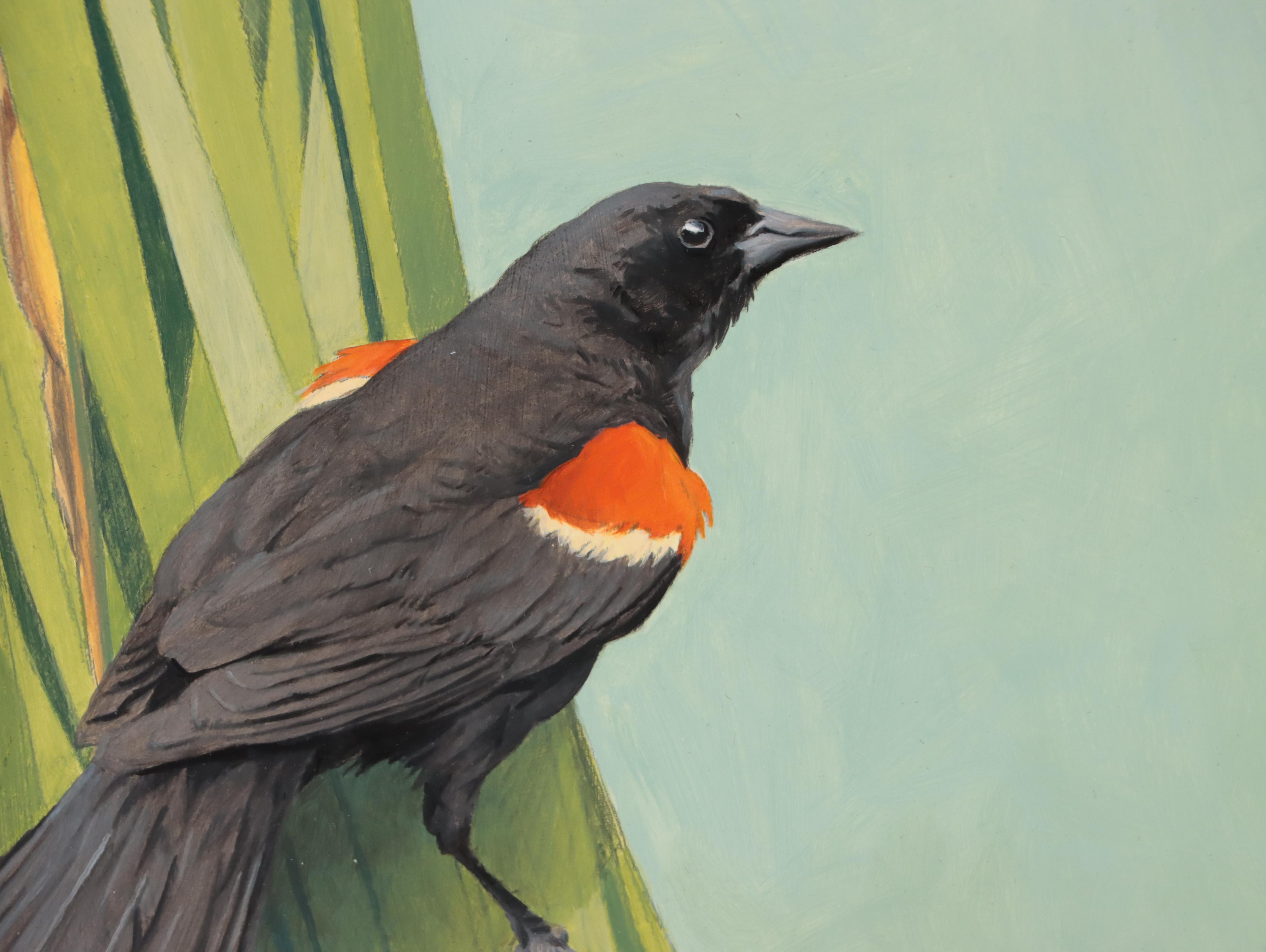 Mark Eberhard Oil Painting of Geese and a Bird, 2008