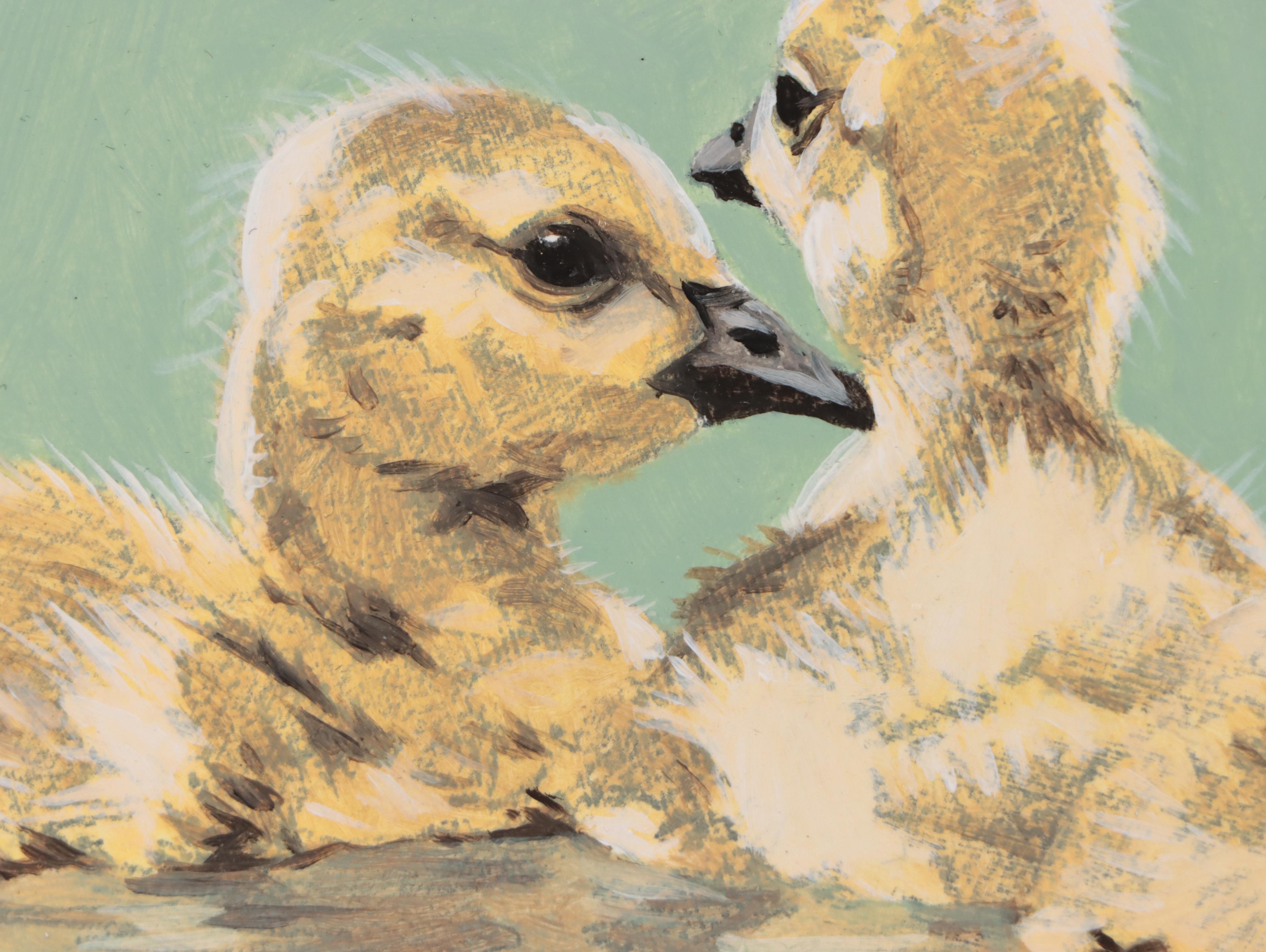 Mark Eberhard Oil Painting of Geese and a Bird, 2008