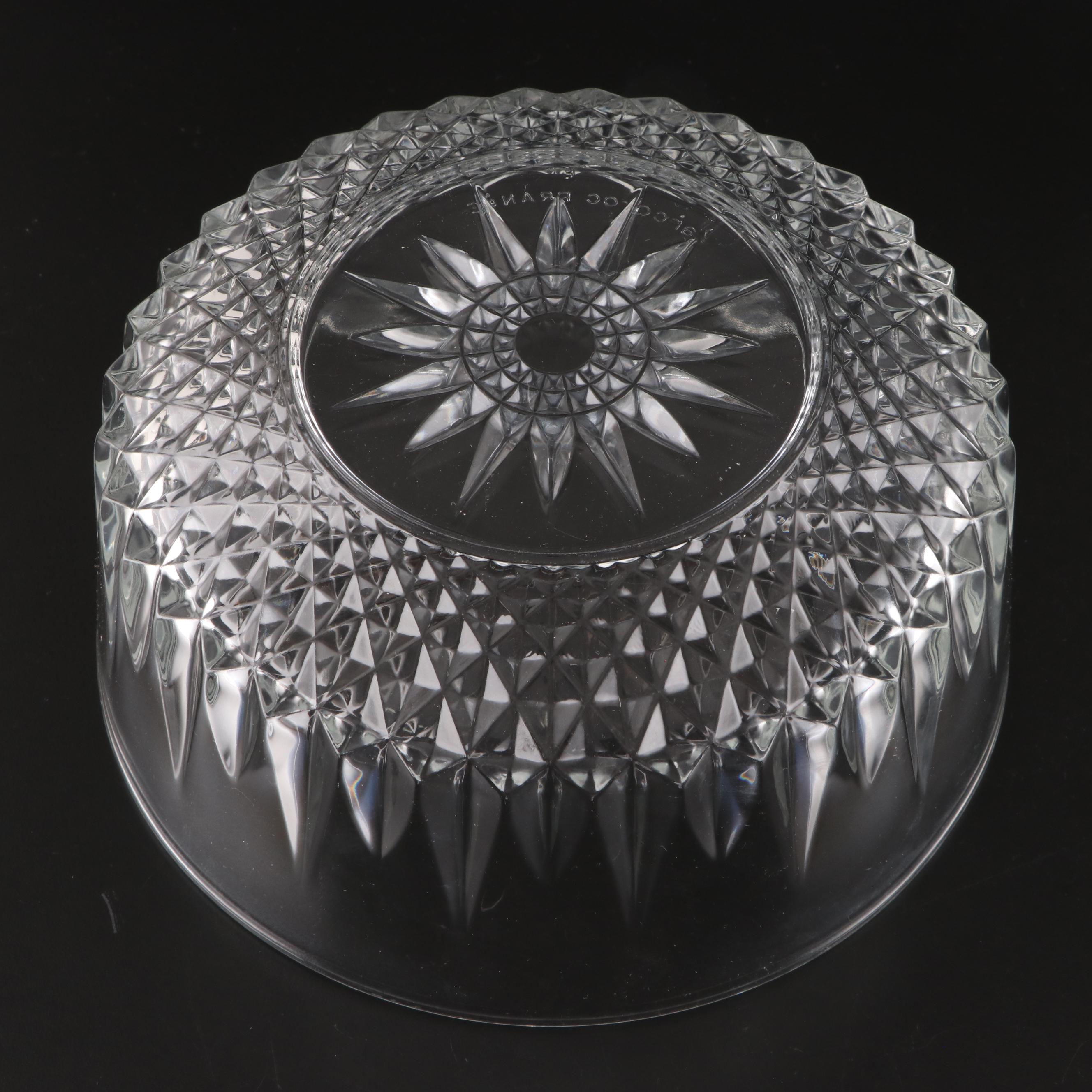 Pressed and Cut Glass Serving Bowls with Etched Glass Cake Plate