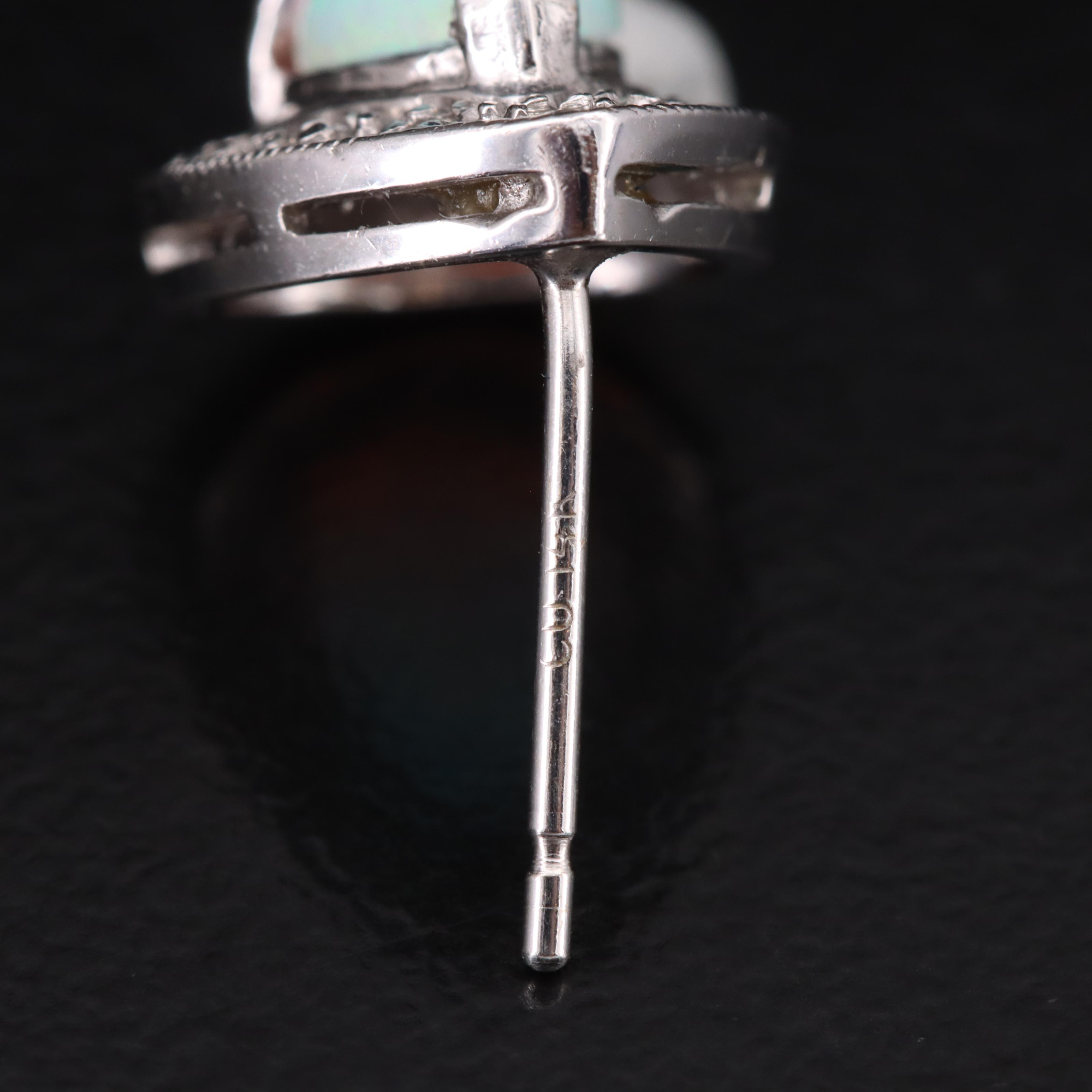 14K Opal and Diamond Teardrop Earrings