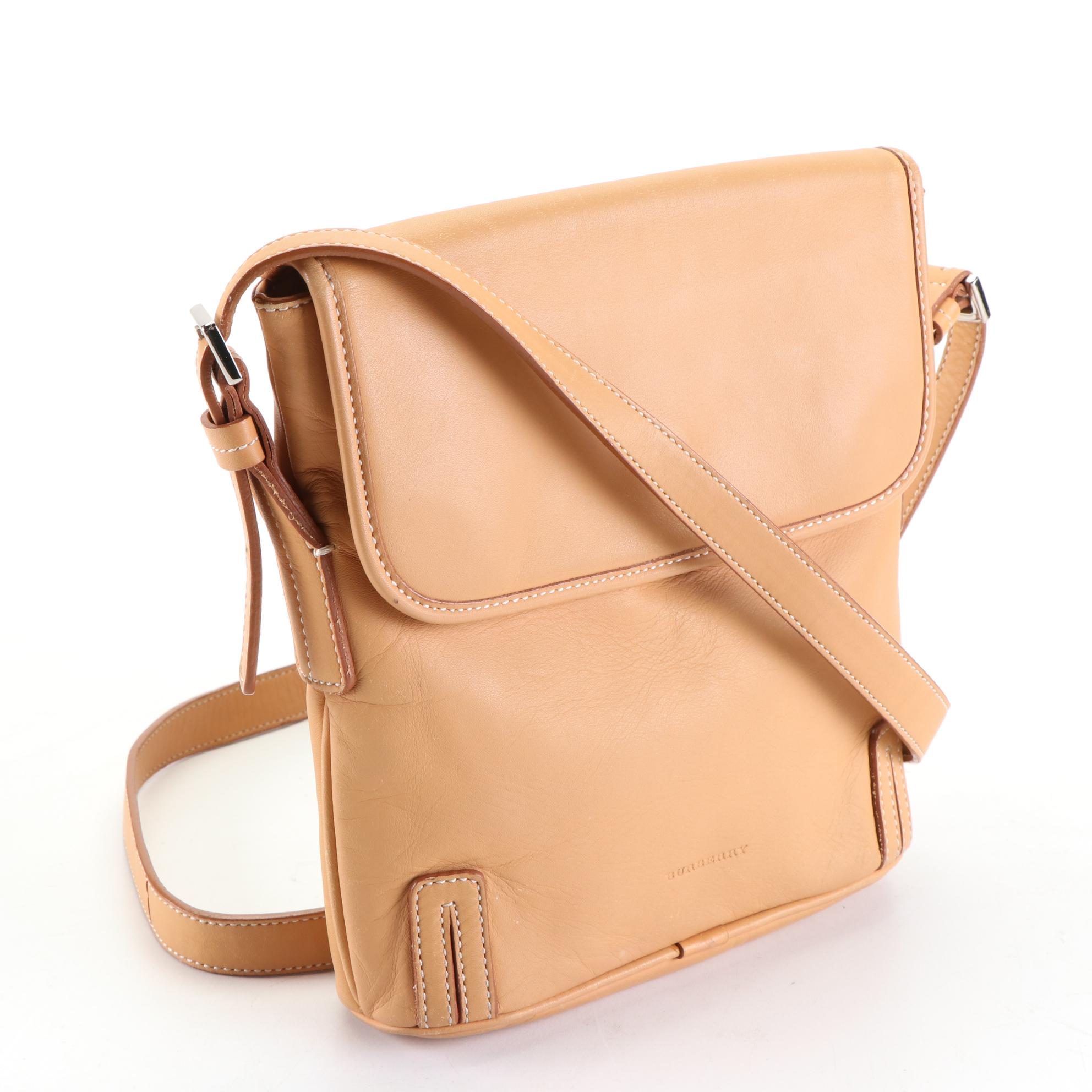 Burberry Flap Front Crossbody Bag in Leather with Nova Check Lining