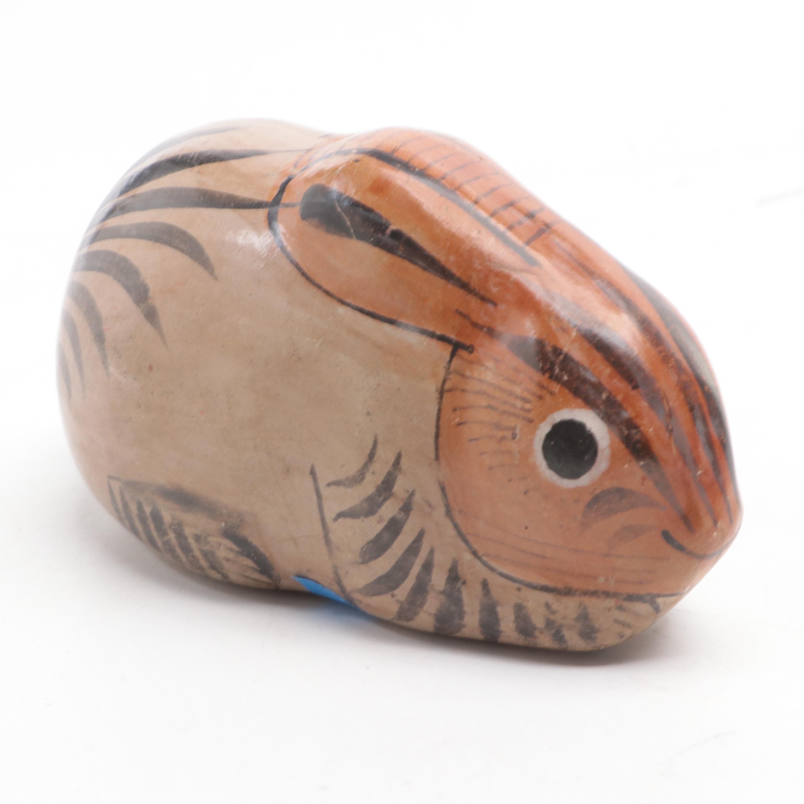 Mexican Tonala Pottery Rabbit Figurine with Other Studio Art Pottery