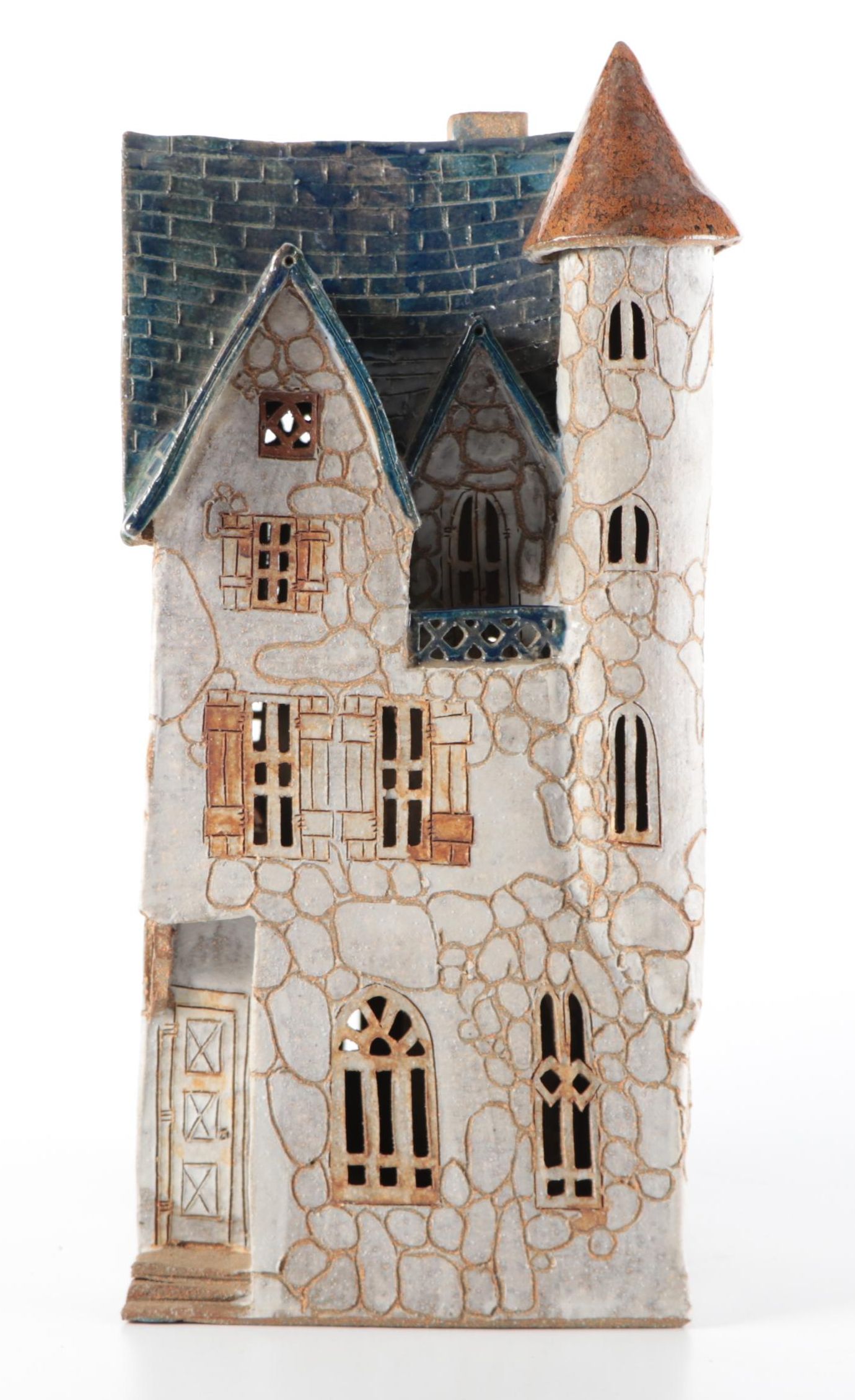 Handmade Artist Signed Ceramic Gabled Building