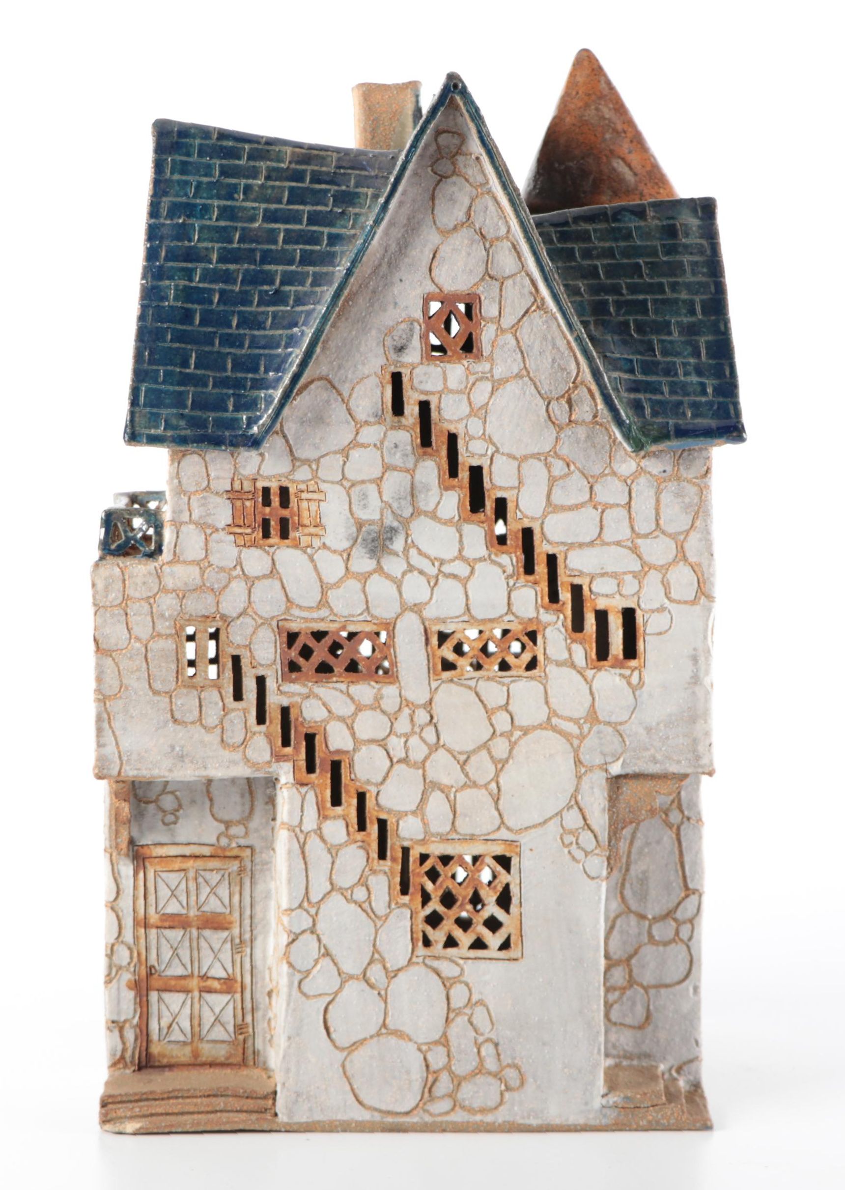 Handmade Artist Signed Ceramic Gabled Building