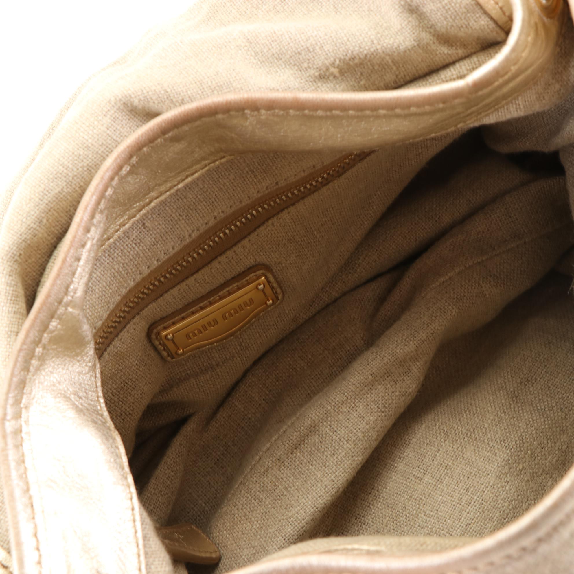 Miu Miu Shoulder Bag in Matelassé Linen with Leather