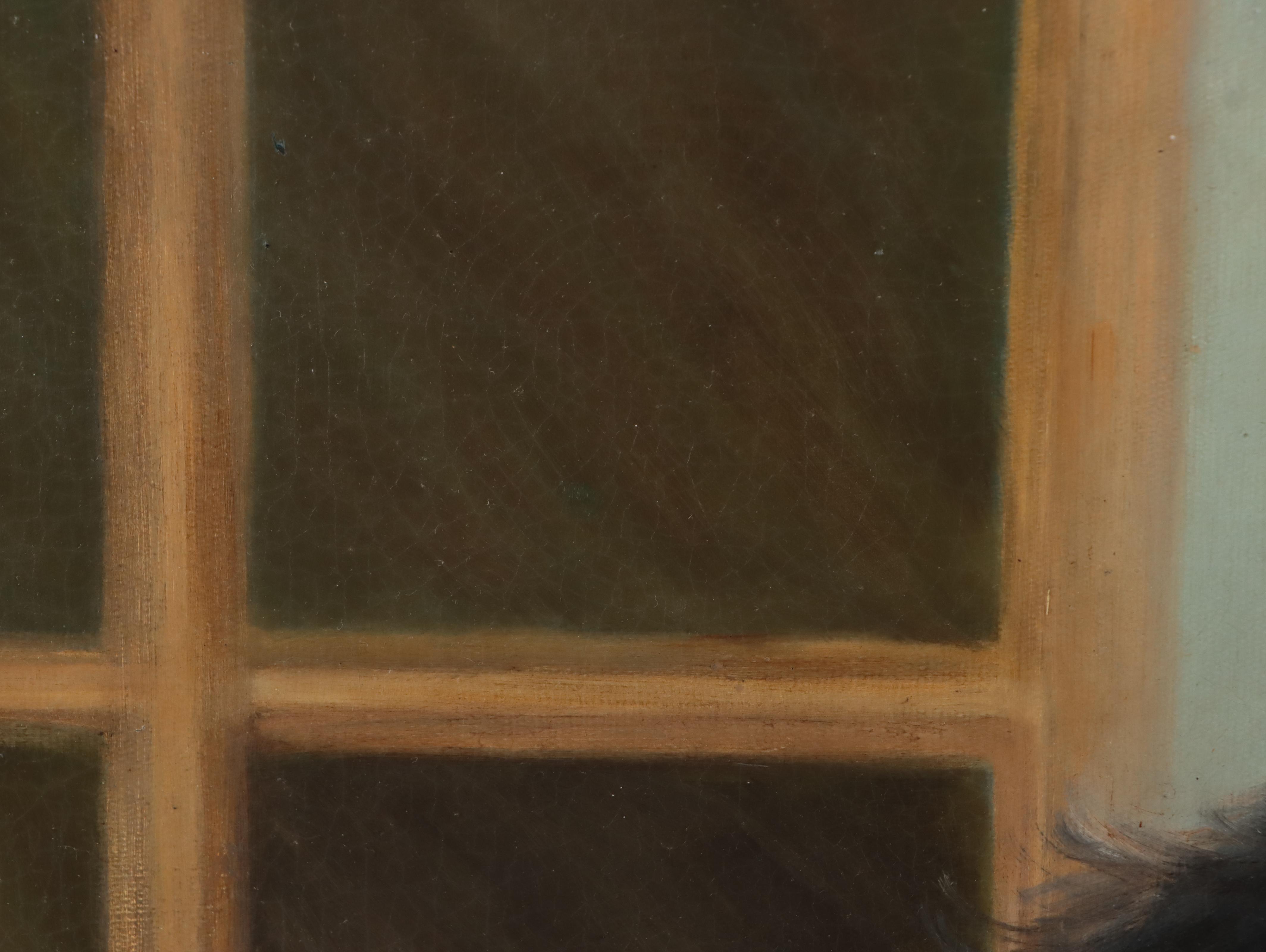 European School Oil Painting of a Dog, 1916