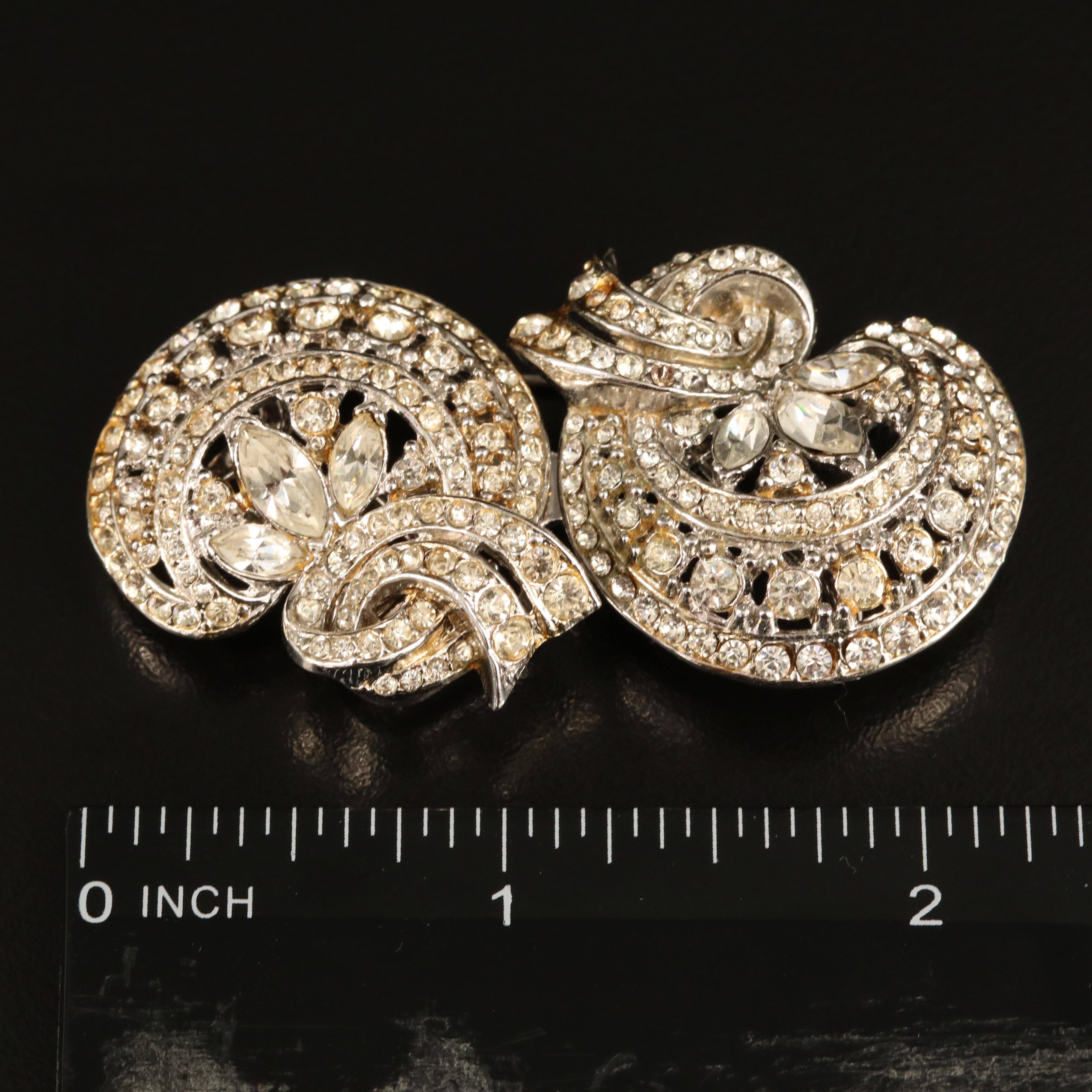 Rhinestone Brooches and Earrings Featuring Duette Brooch