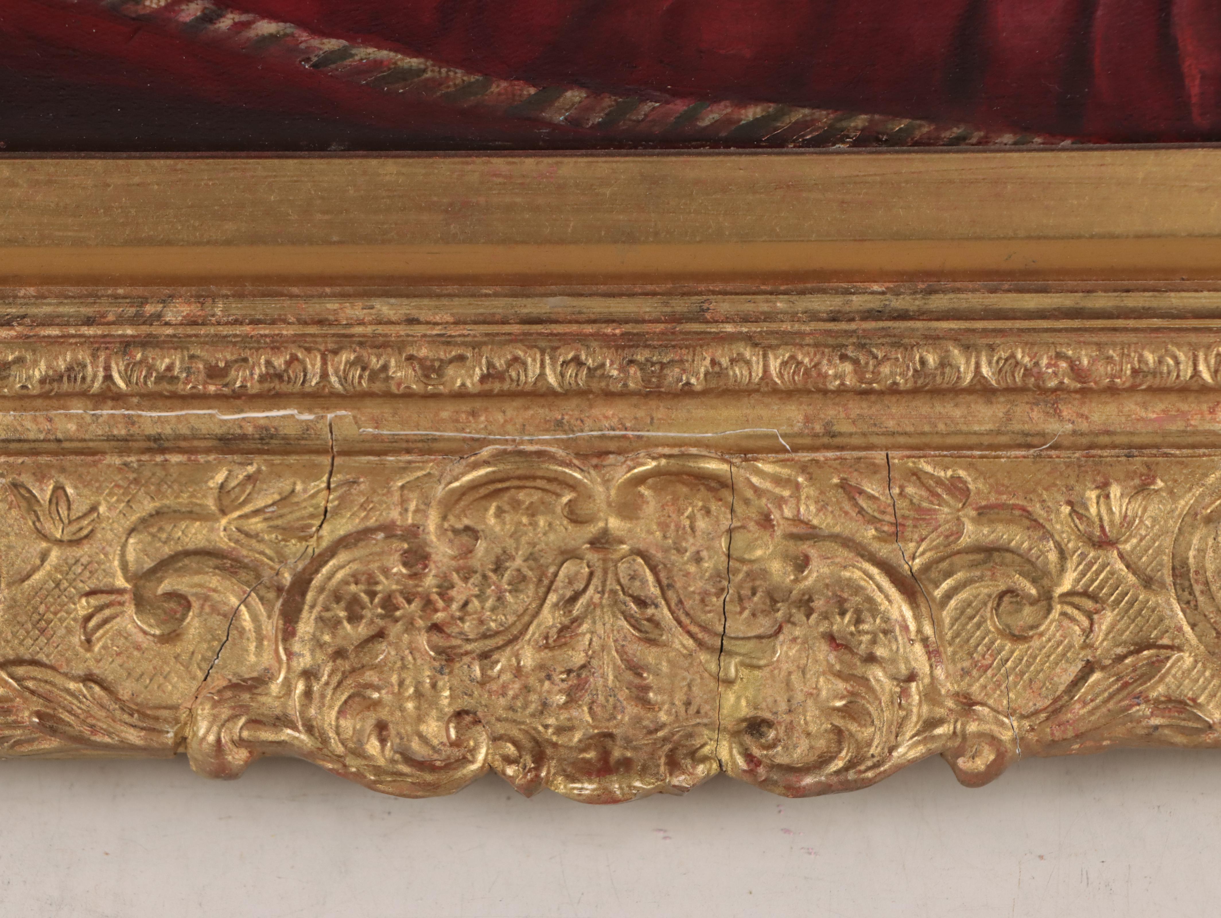 European School Oil Painting of a Dog, 1916