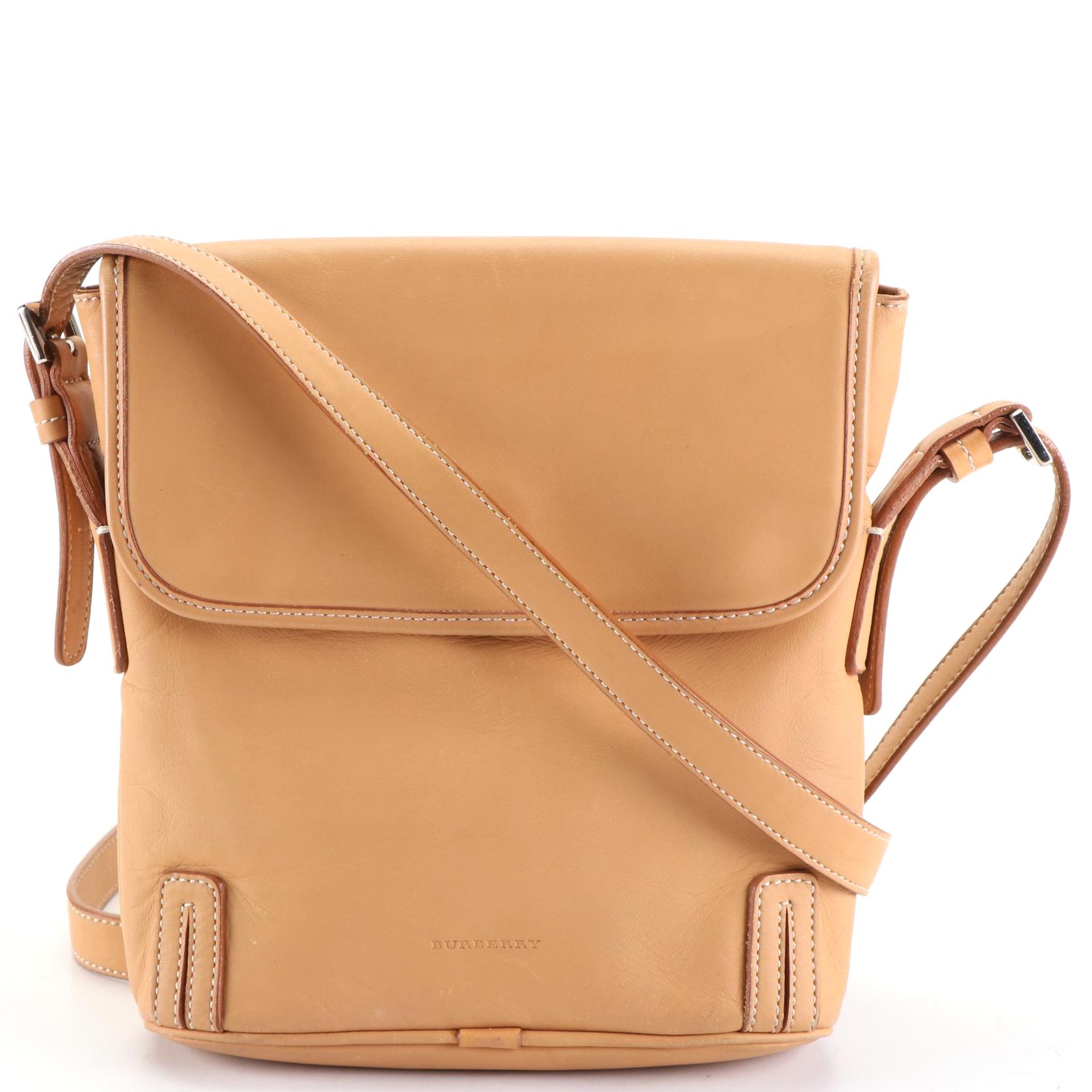 Burberry Flap Front Crossbody Bag in Leather with Nova Check Lining