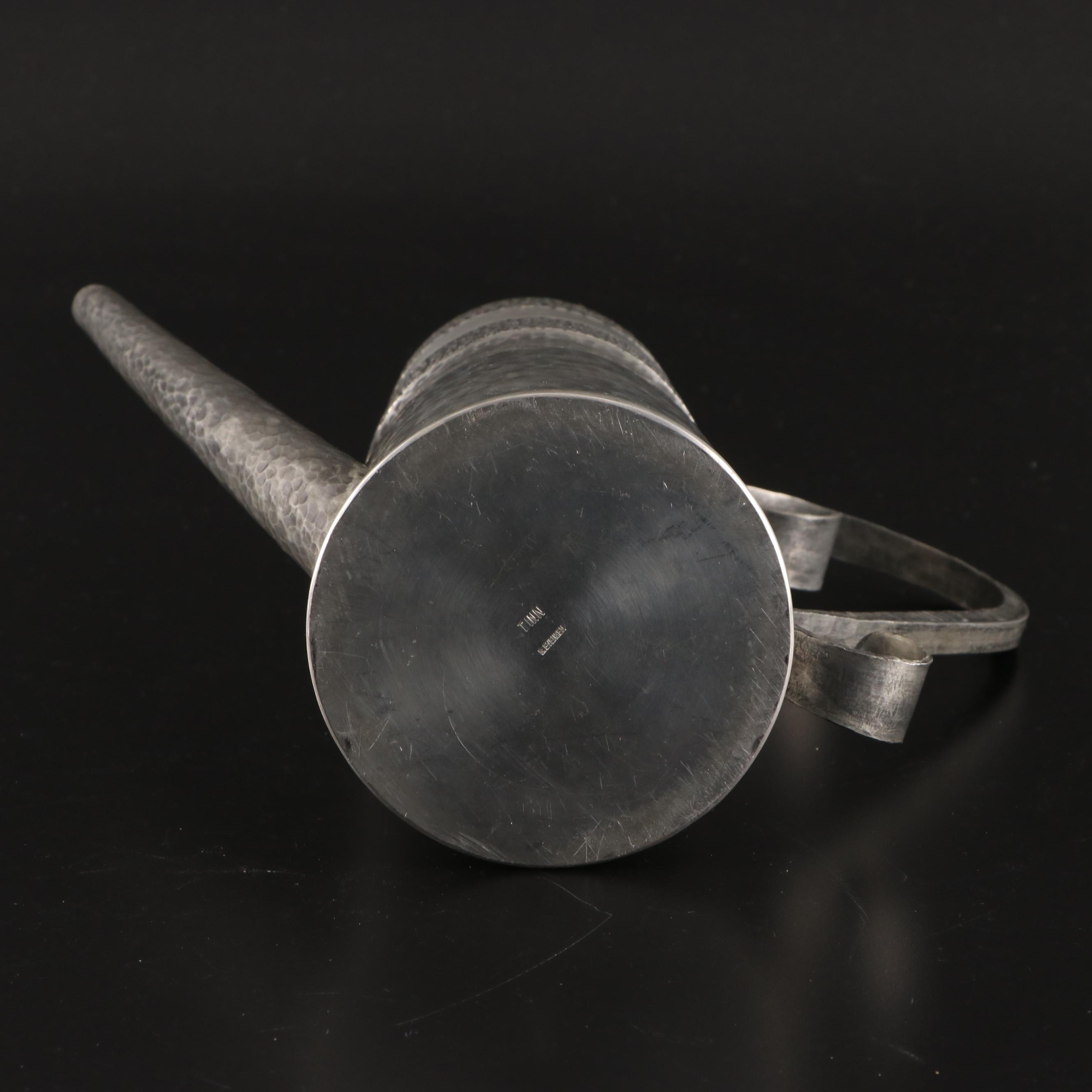 B. Evensen Pewter Coffee Pot with Cocktail Shaker and Silver Plate Tableware