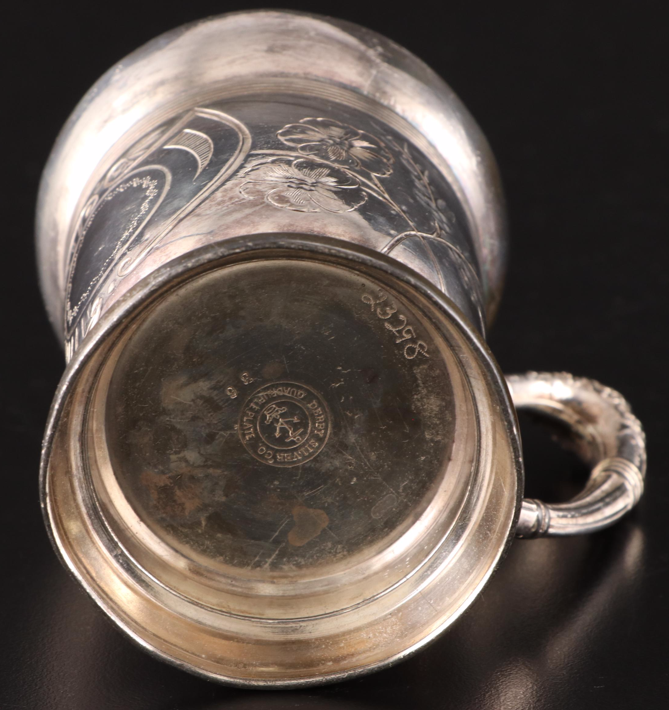 B. Evensen Pewter Coffee Pot with Cocktail Shaker and Silver Plate Tableware