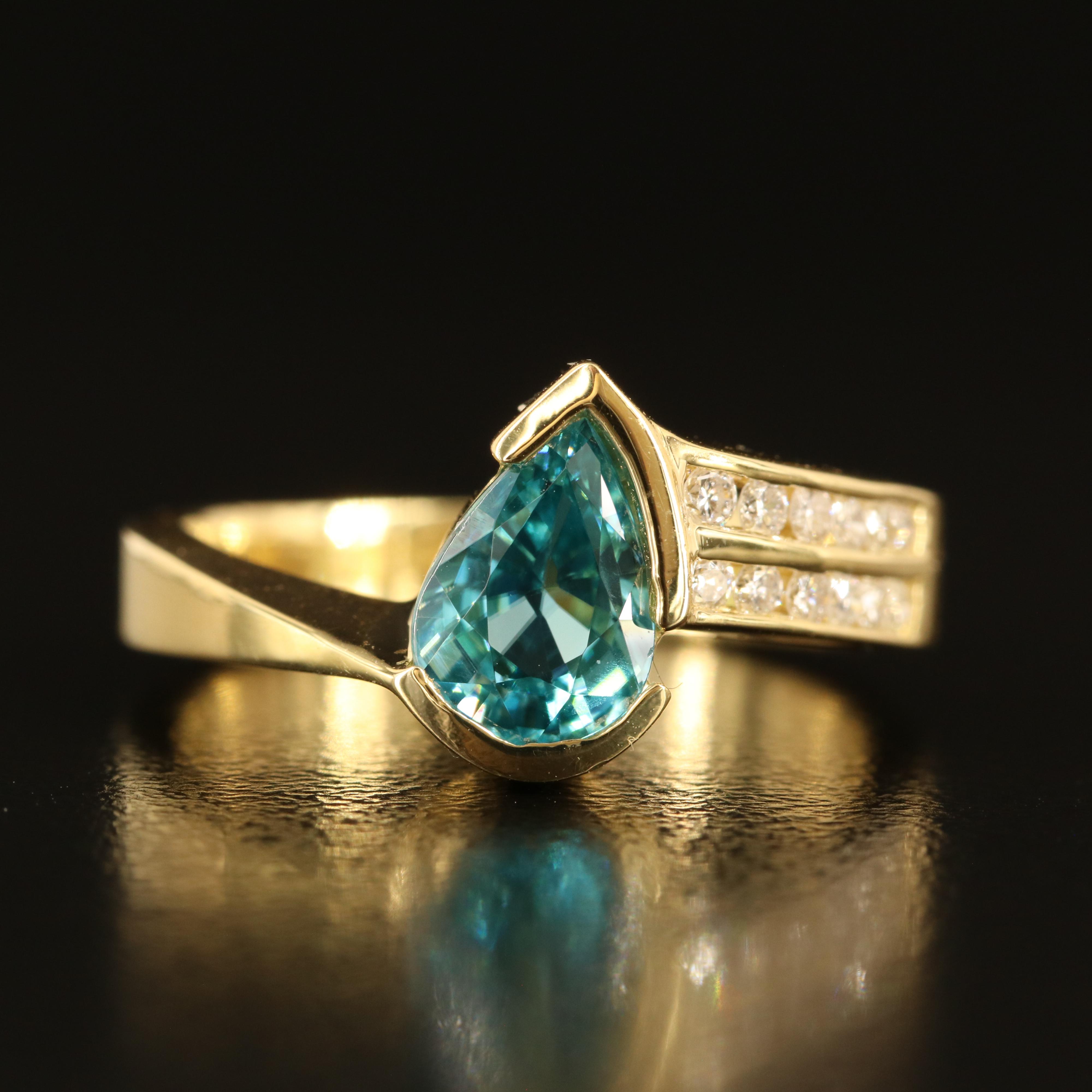 18K London Blue Topaz and Diamond Ring