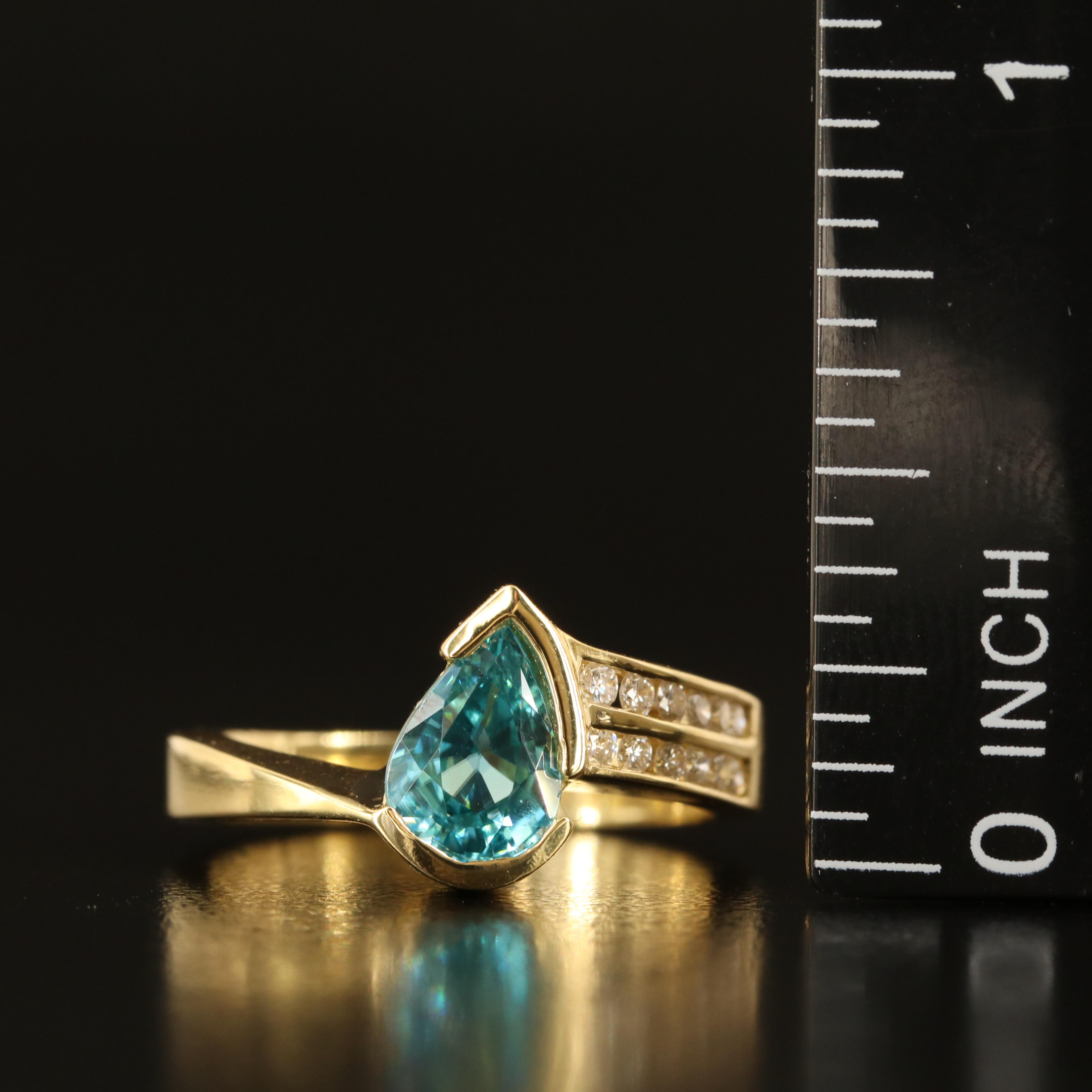 18K London Blue Topaz and Diamond Ring