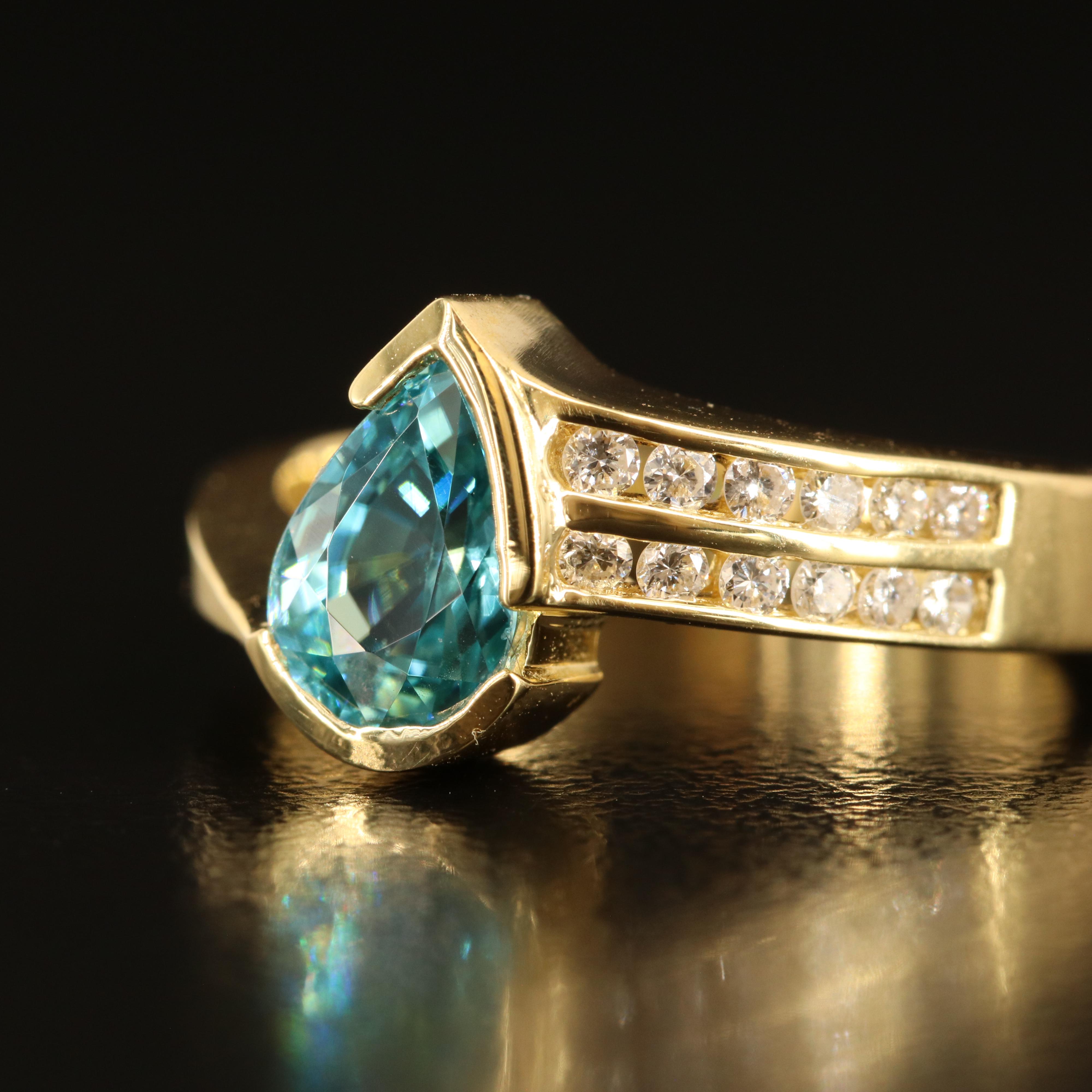 18K London Blue Topaz and Diamond Ring