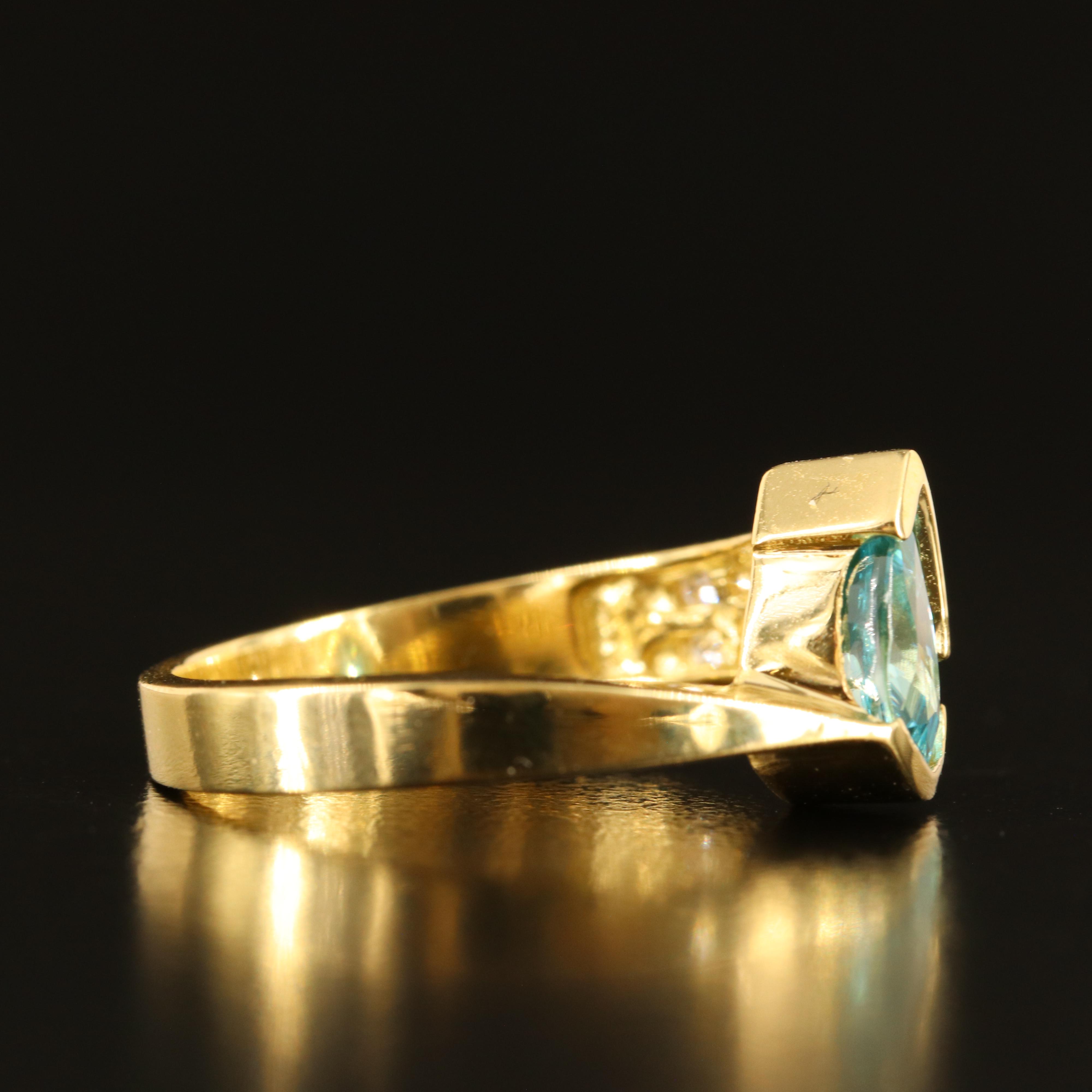 18K London Blue Topaz and Diamond Ring