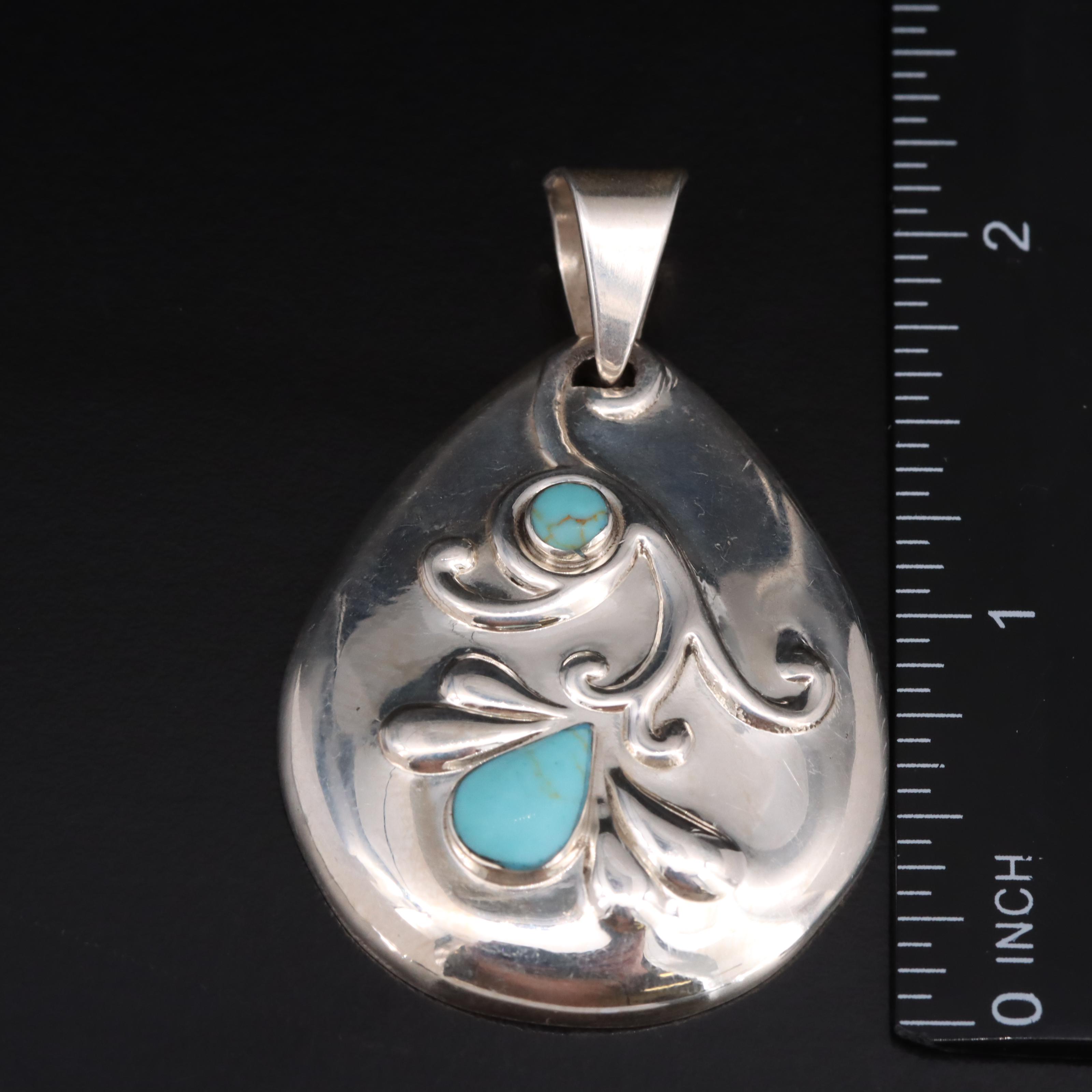 Sterling Tiger's Eye, Labradorite and Faux Turquoise Pendants