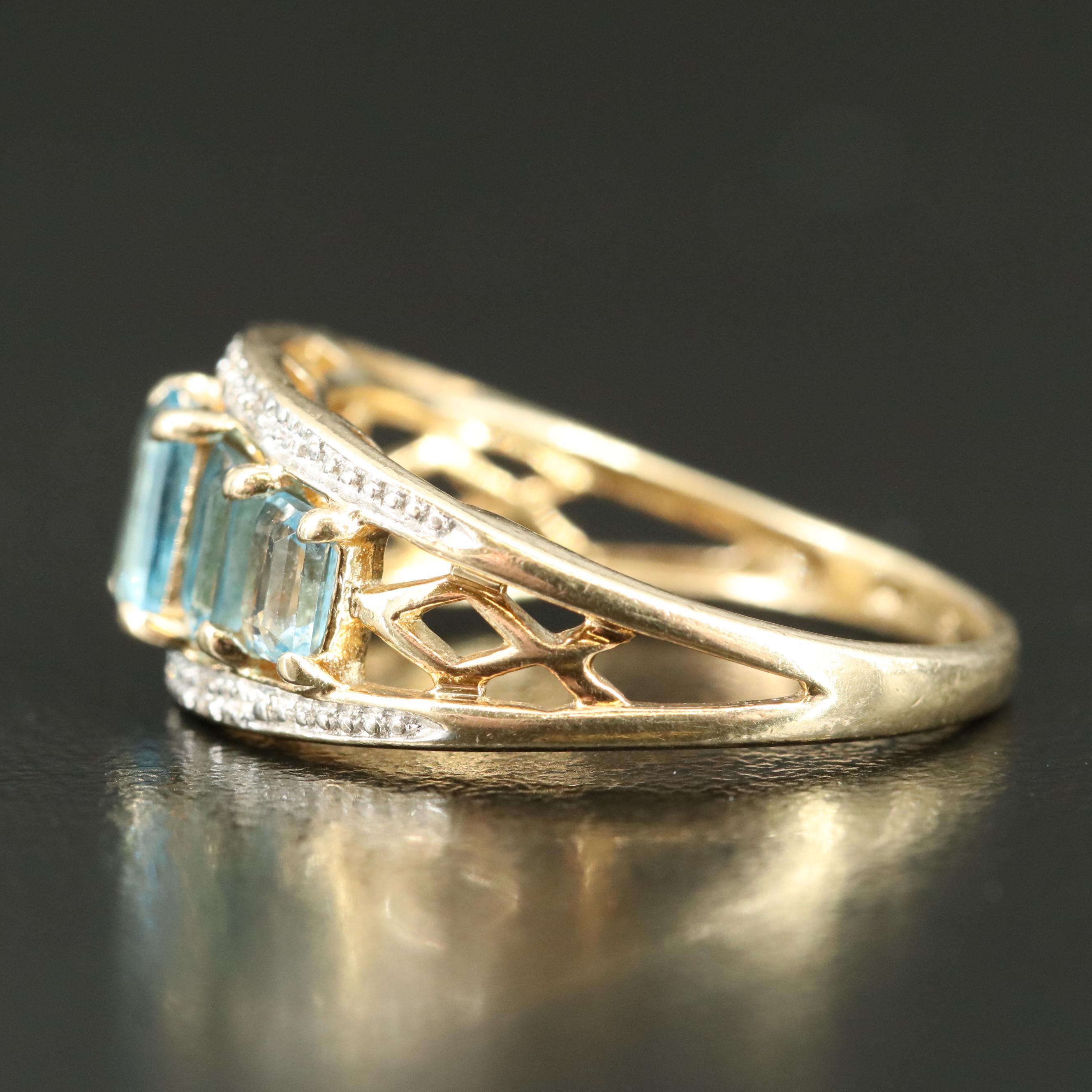 14K Topaz and Diamond Ring