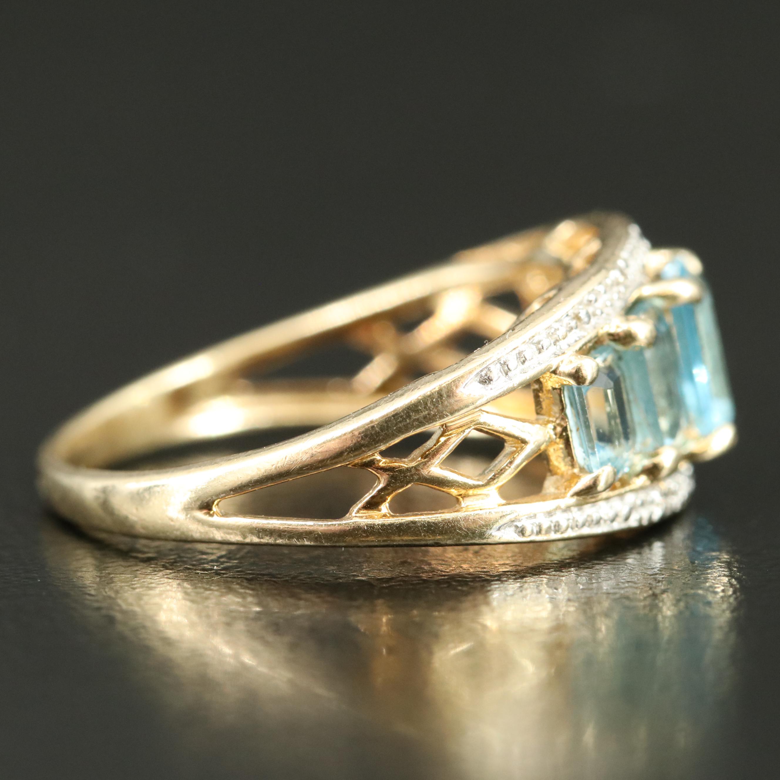 14K Topaz and Diamond Ring
