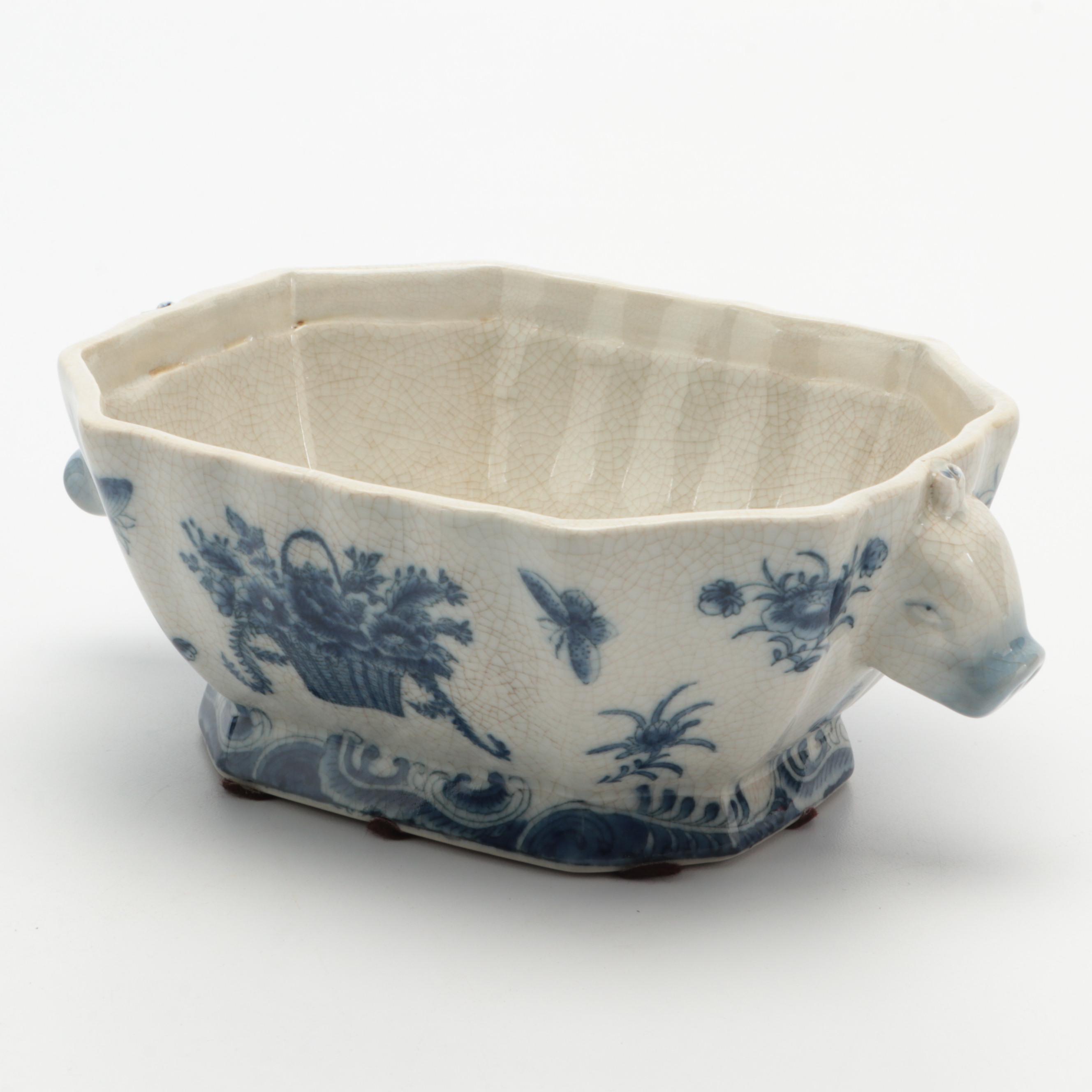 Victoriaware Blue and White Teapot with Decorative Chinese Export Style Tureen