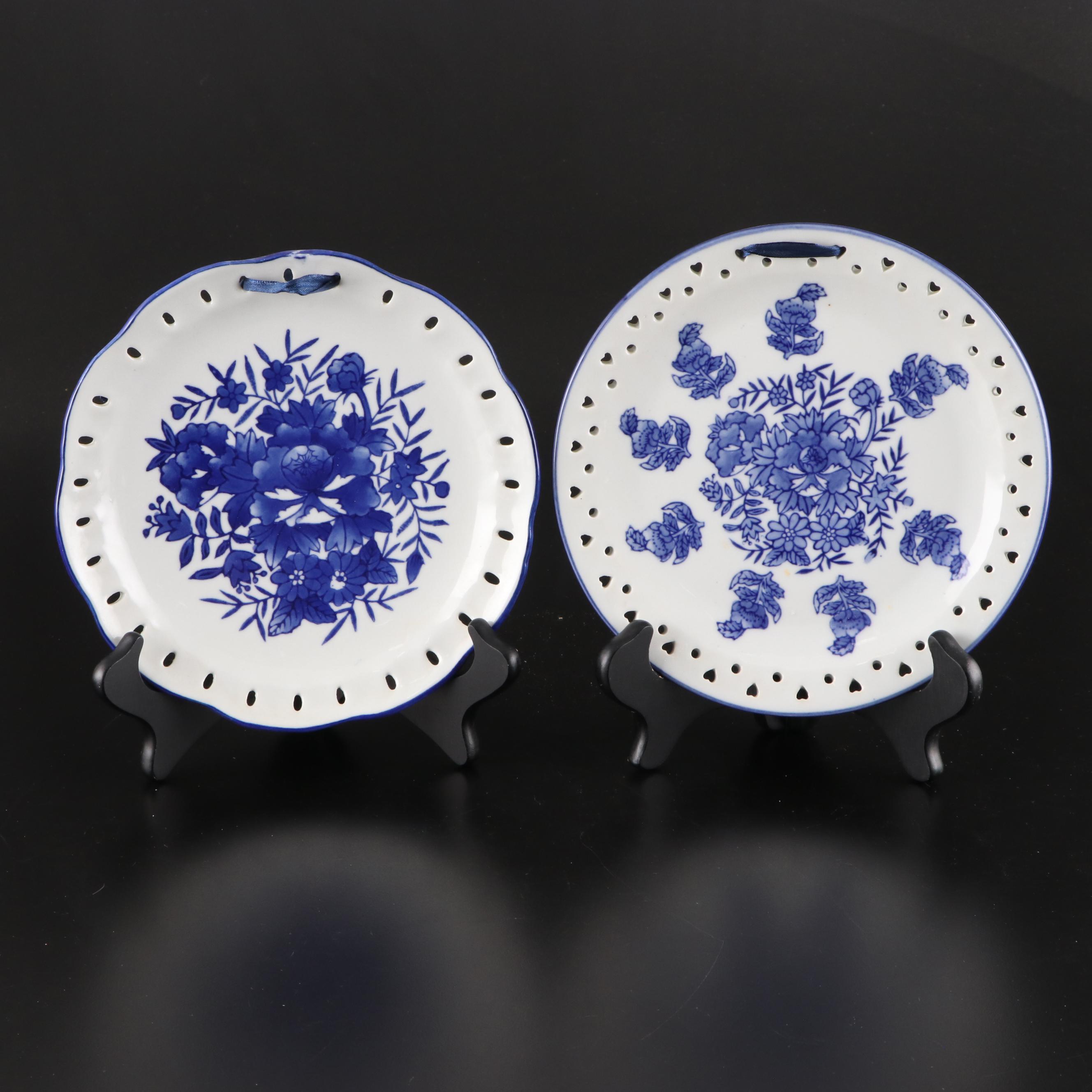 Pierced Blue and White Decorative Plate Collection