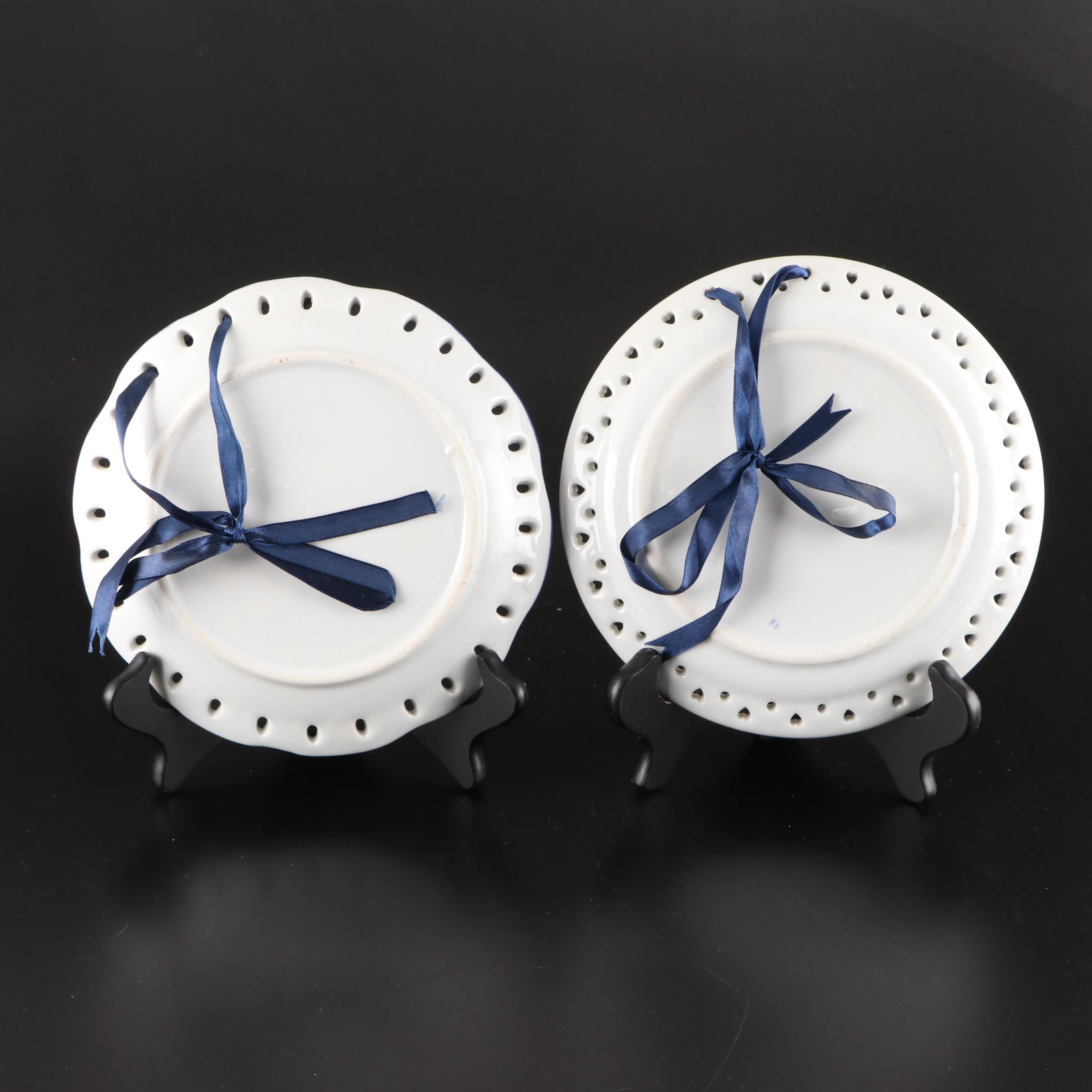 Pierced Blue and White Decorative Plate Collection