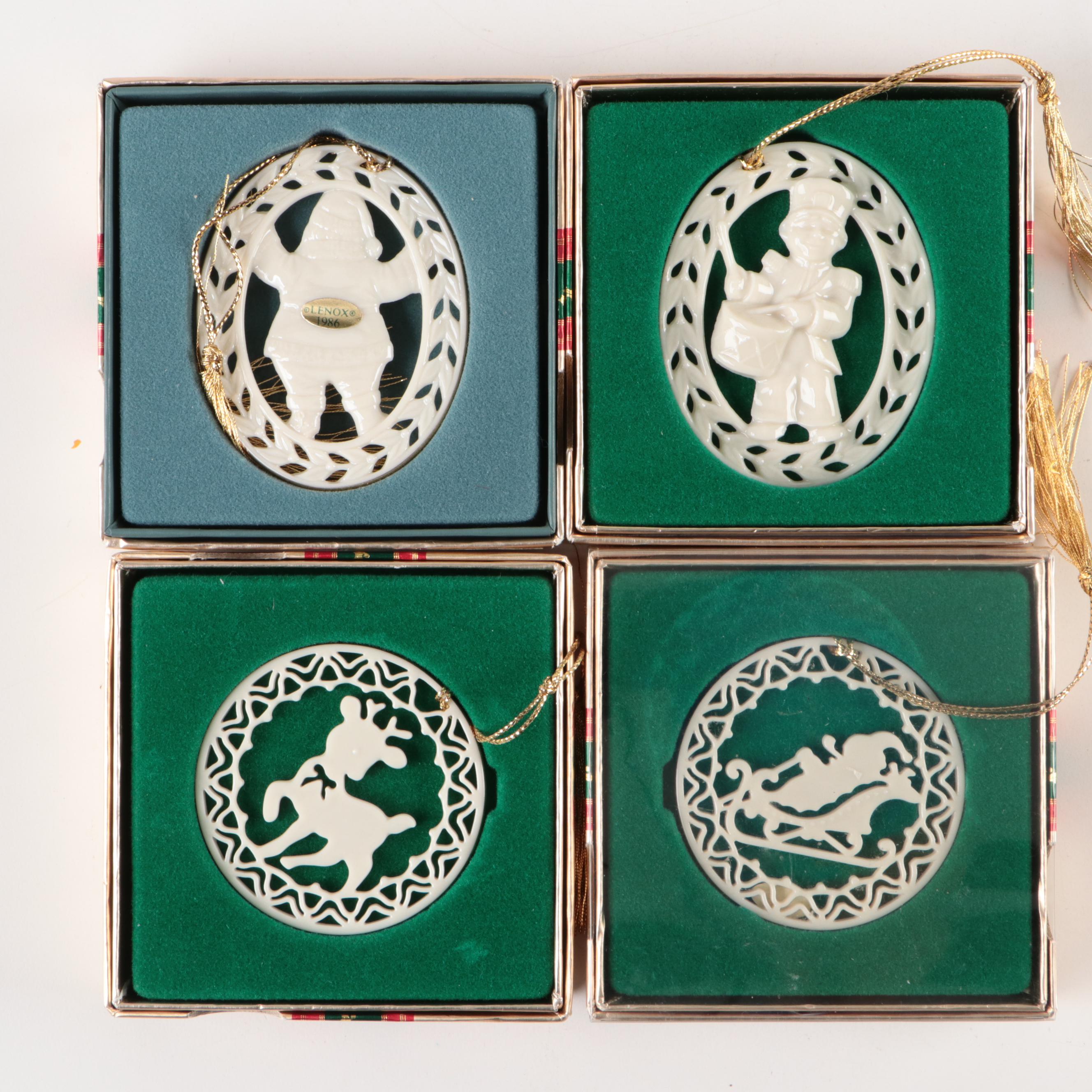 Lenox Christmas Ornaments with Winter Greetings Chickadee Pierced Border, More