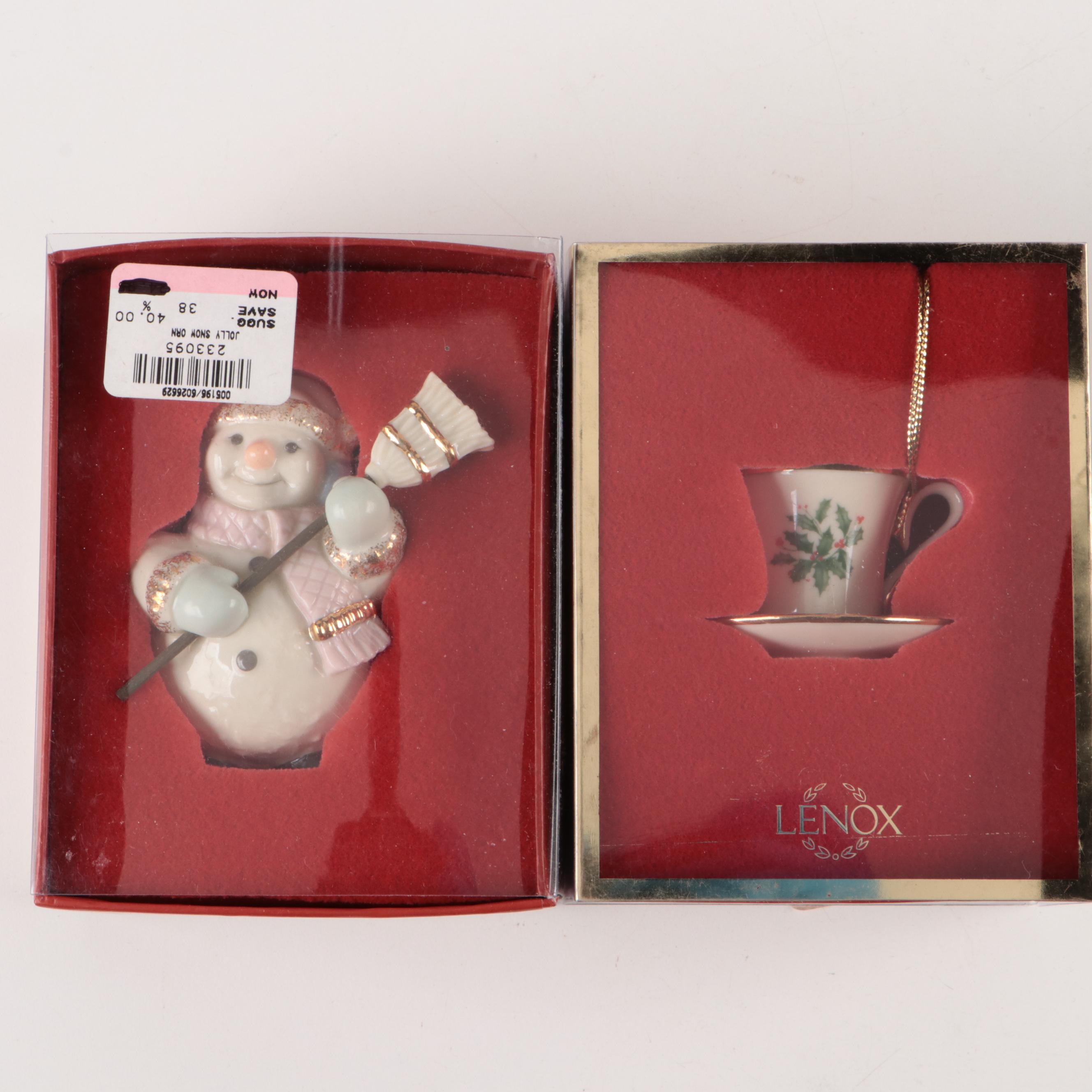 Lenox Christmas Ornaments with Winter Greetings Chickadee Pierced Border, More