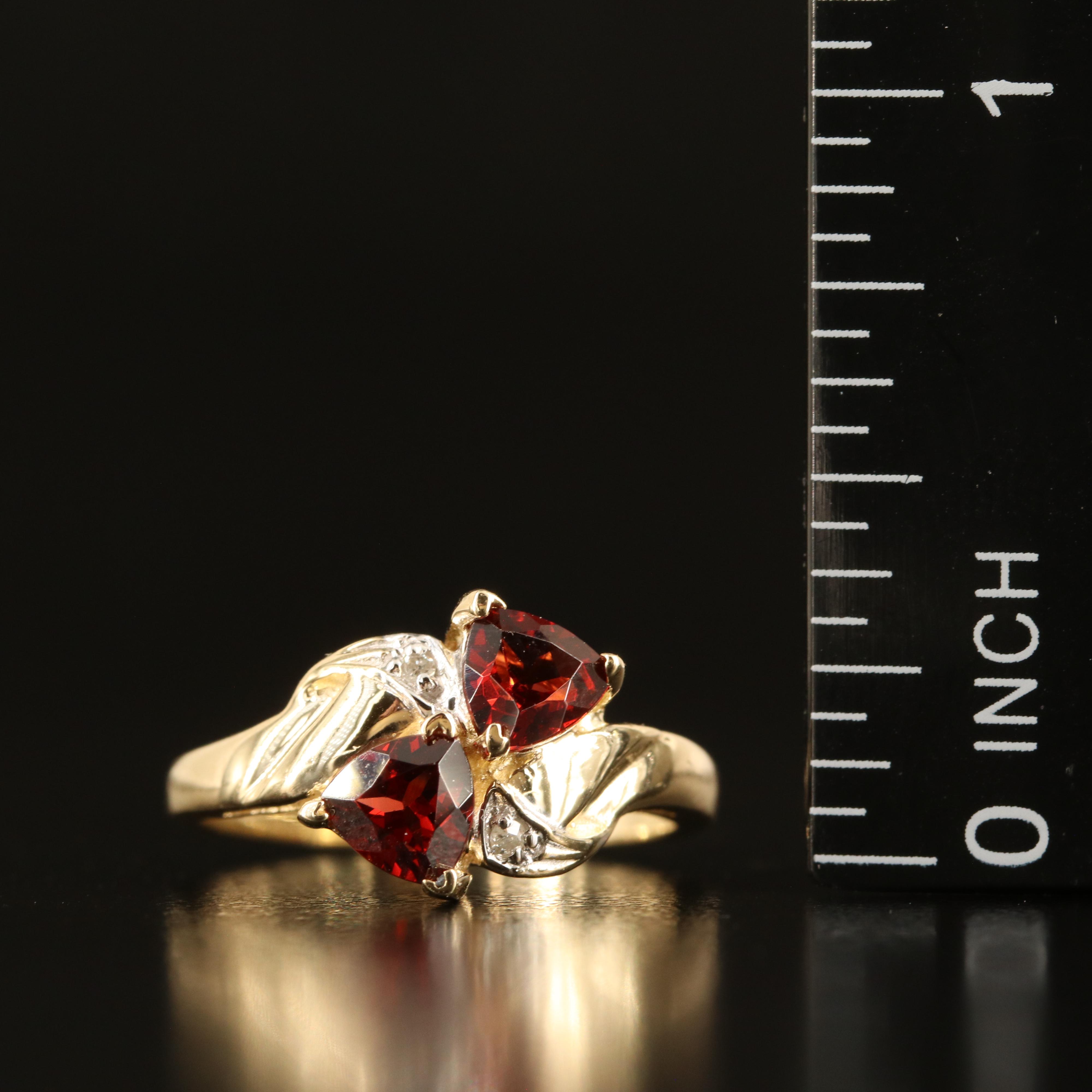 10K Garnet and Diamond Toi-et-Moi Ring
