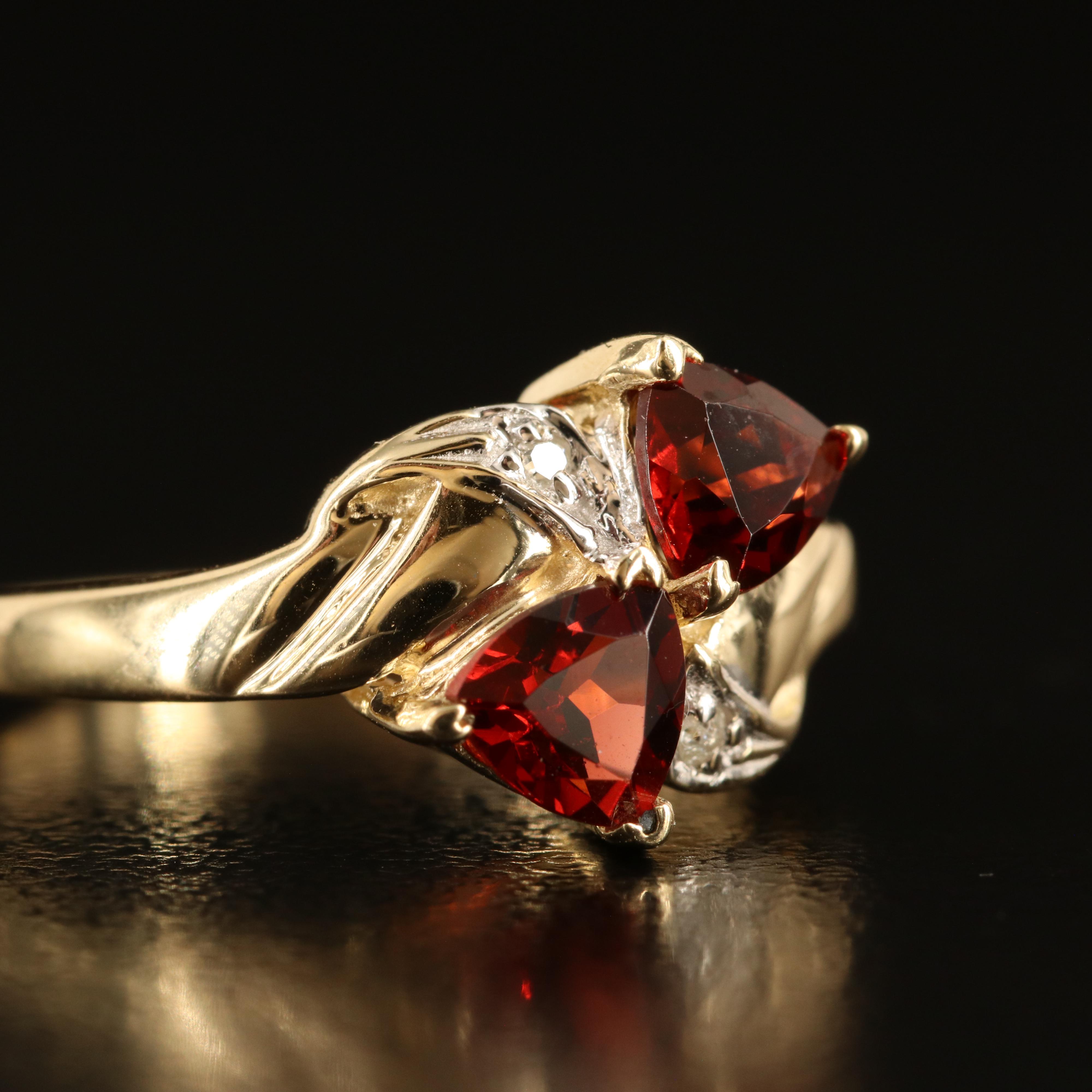 10K Garnet and Diamond Toi-et-Moi Ring