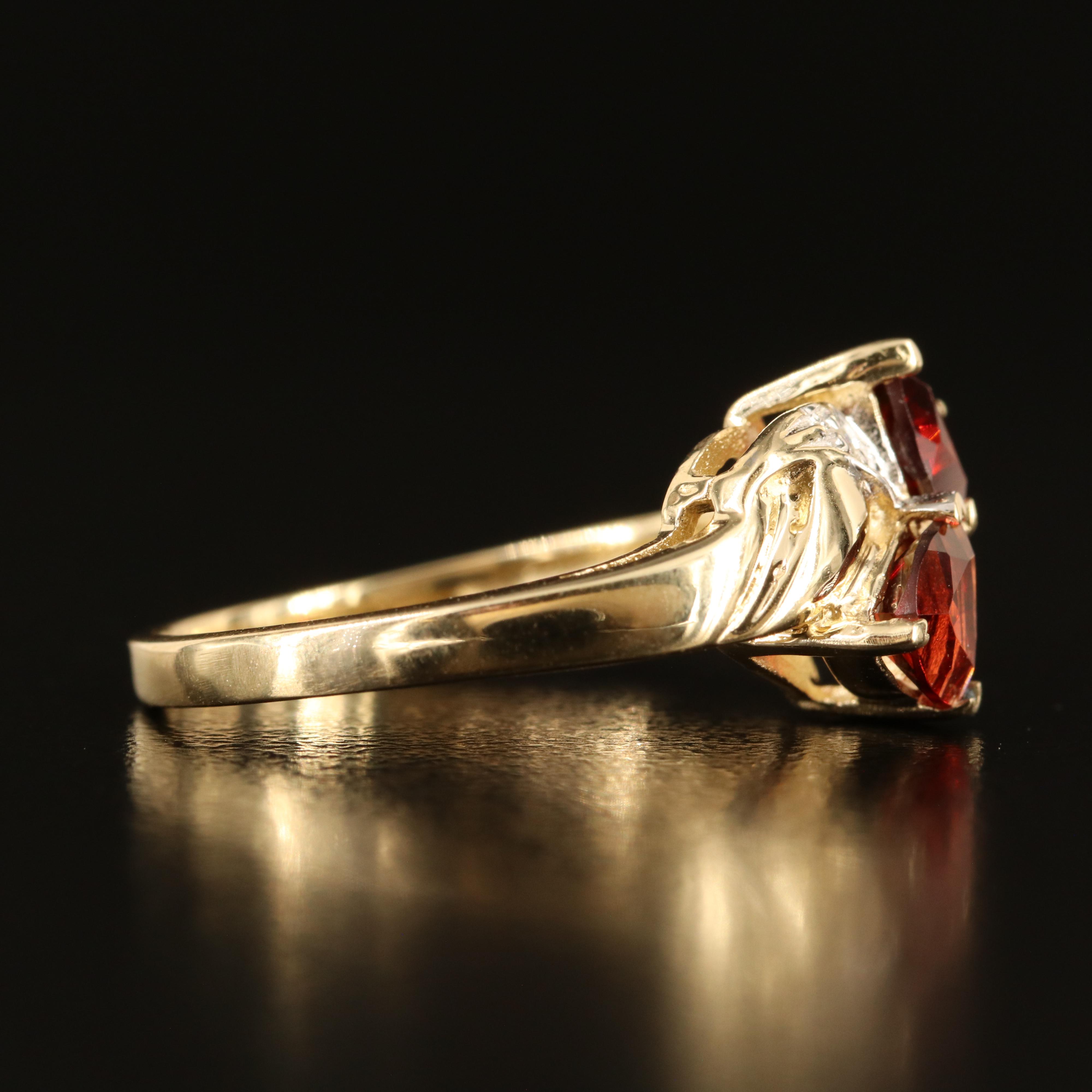 10K Garnet and Diamond Toi-et-Moi Ring