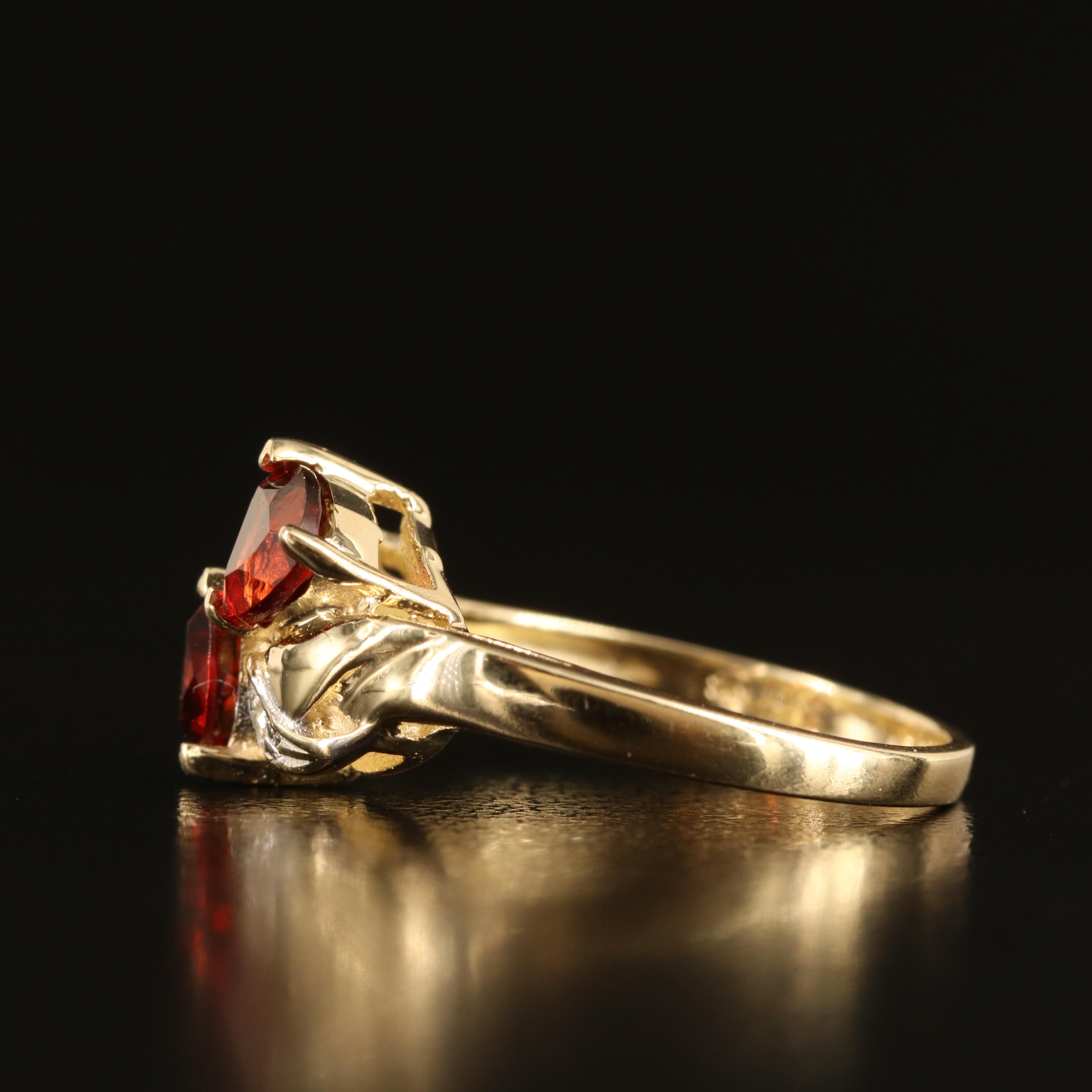 10K Garnet and Diamond Toi-et-Moi Ring