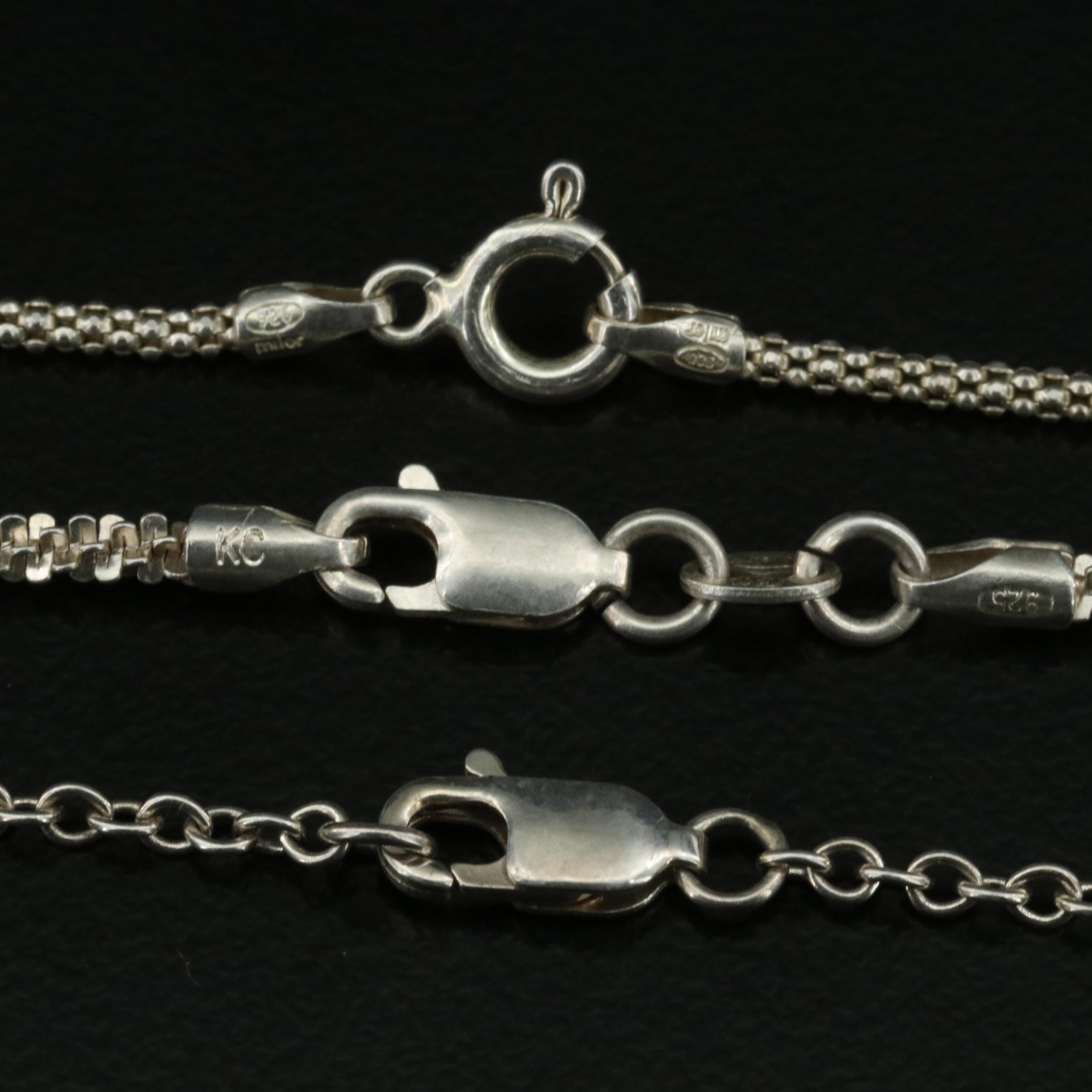 Sterling Sparkle, Popcorn and Cable Chain Necklaces