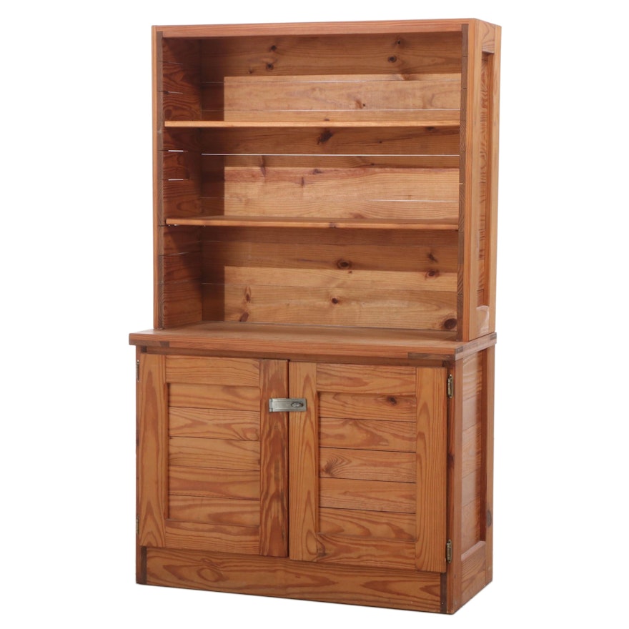 Heart Pine Bookcase Cabinet, Mid to Late 20th Century