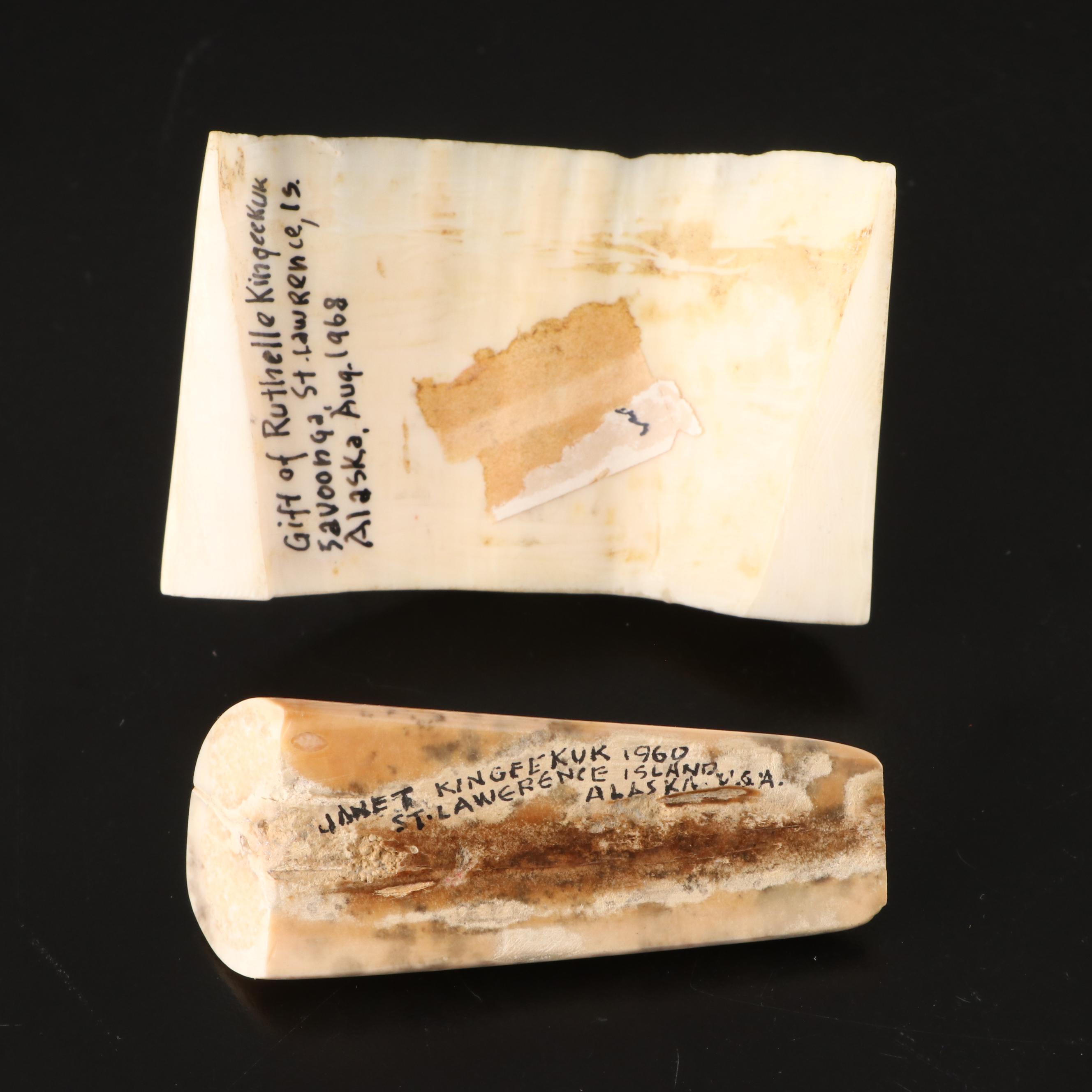 Native Alaskan Carved Walrus Ivory Figurines