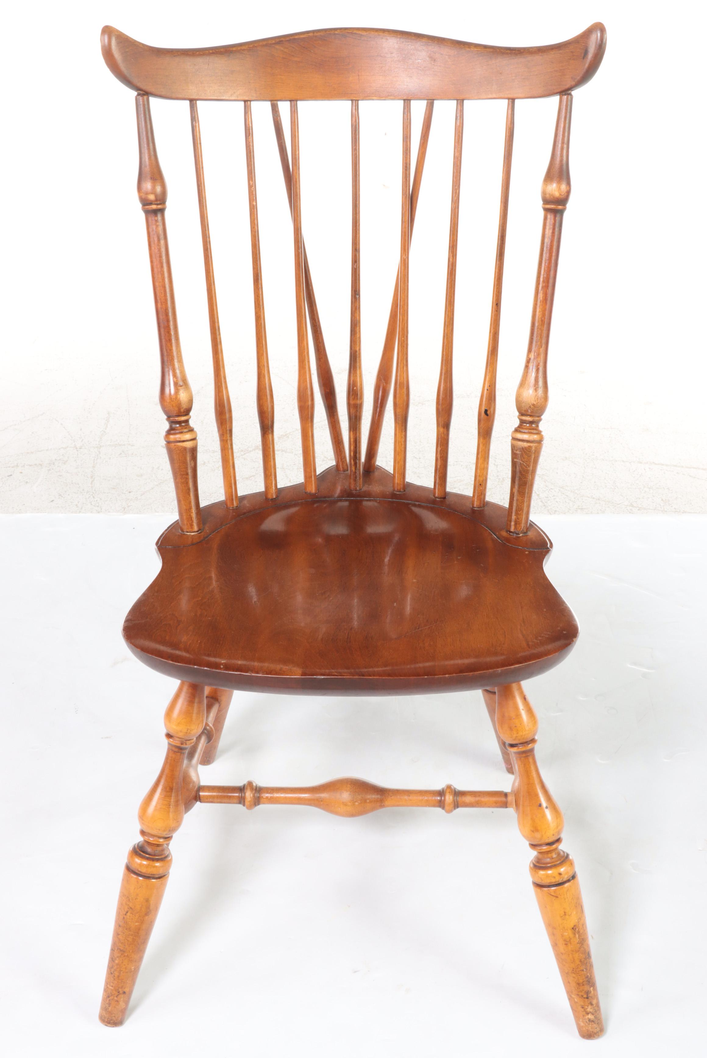 Windsor Style Fan Back Side Chairs, Mid to Late 20th Century
