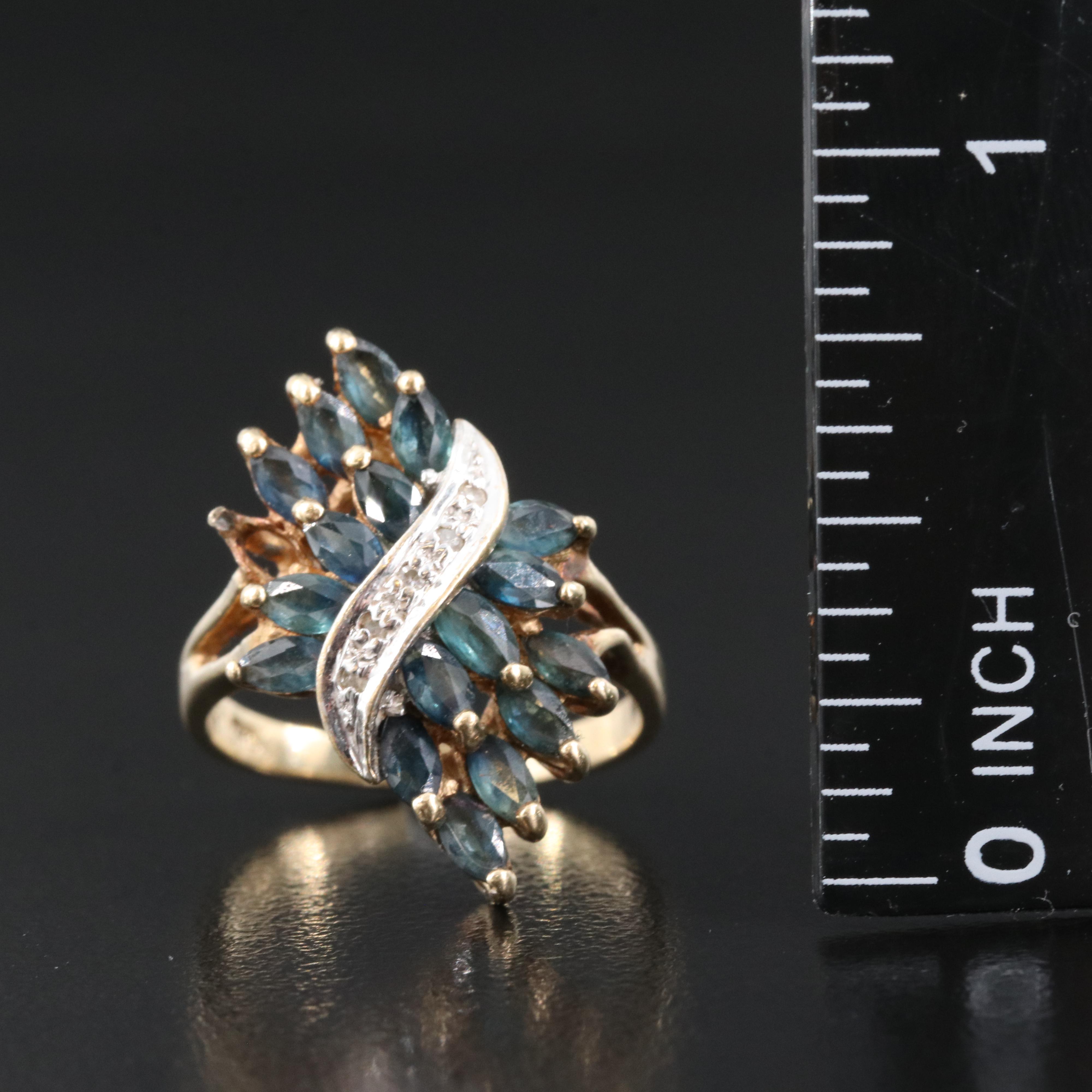 10K Sapphire and Diamond Ring