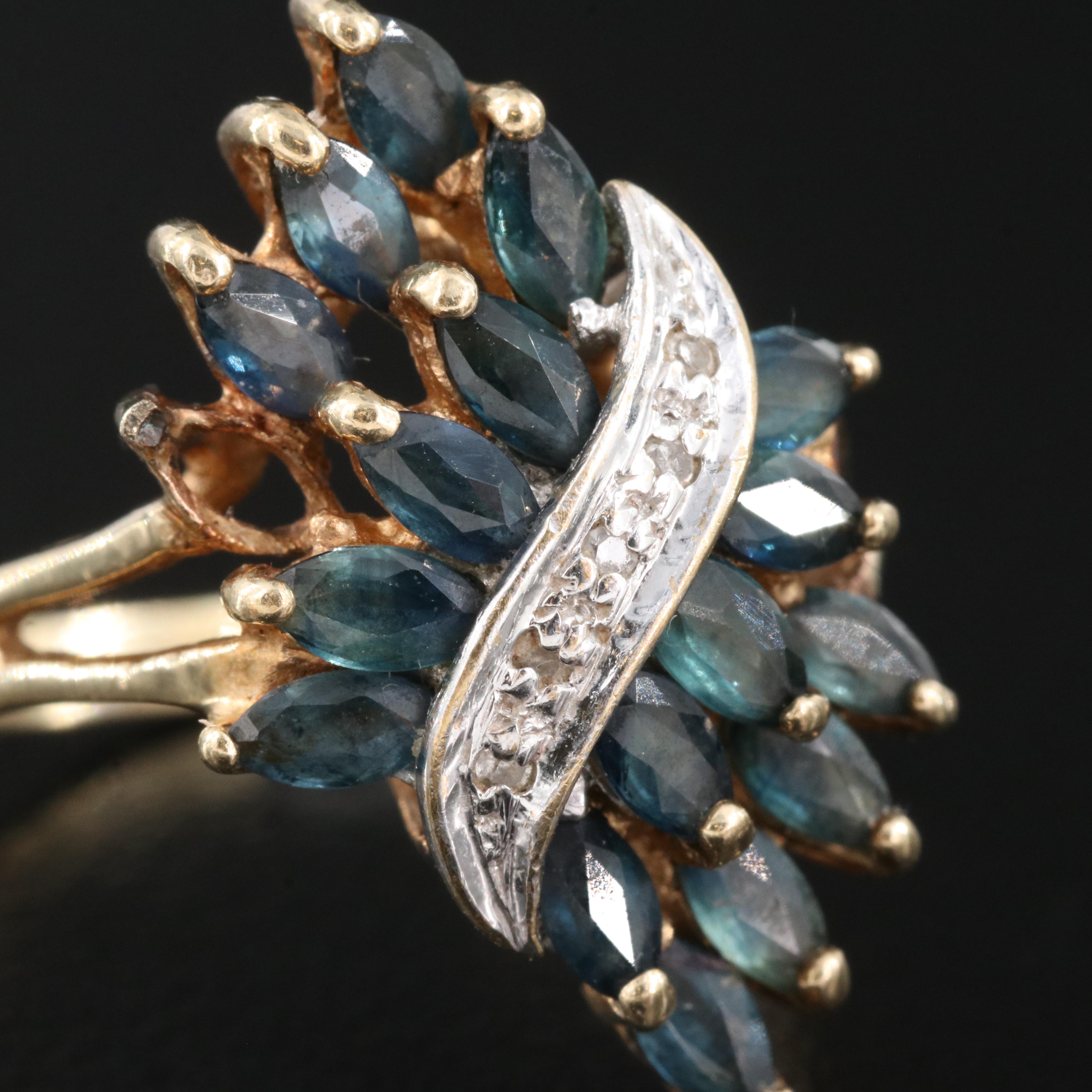 10K Sapphire and Diamond Ring