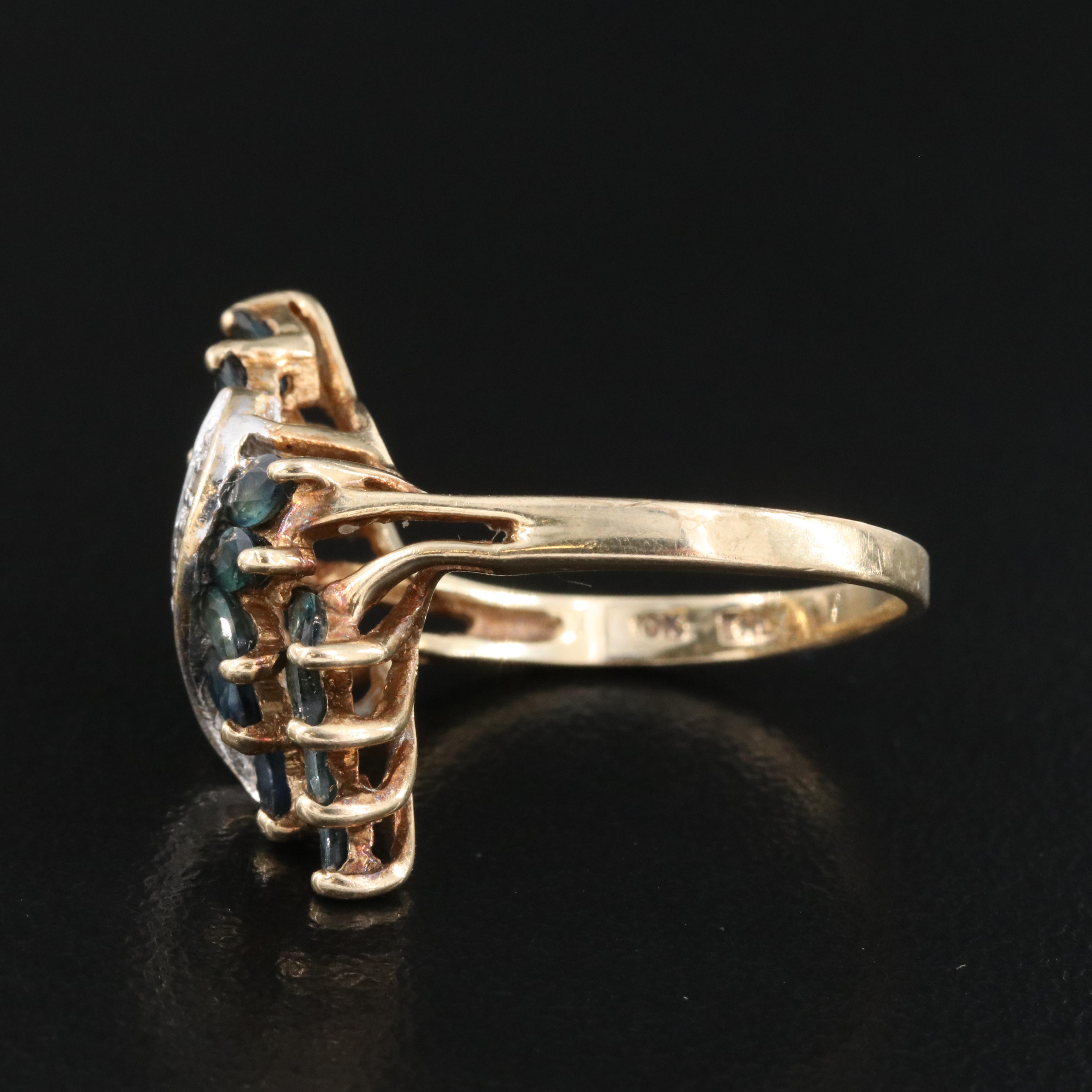 10K Sapphire and Diamond Ring