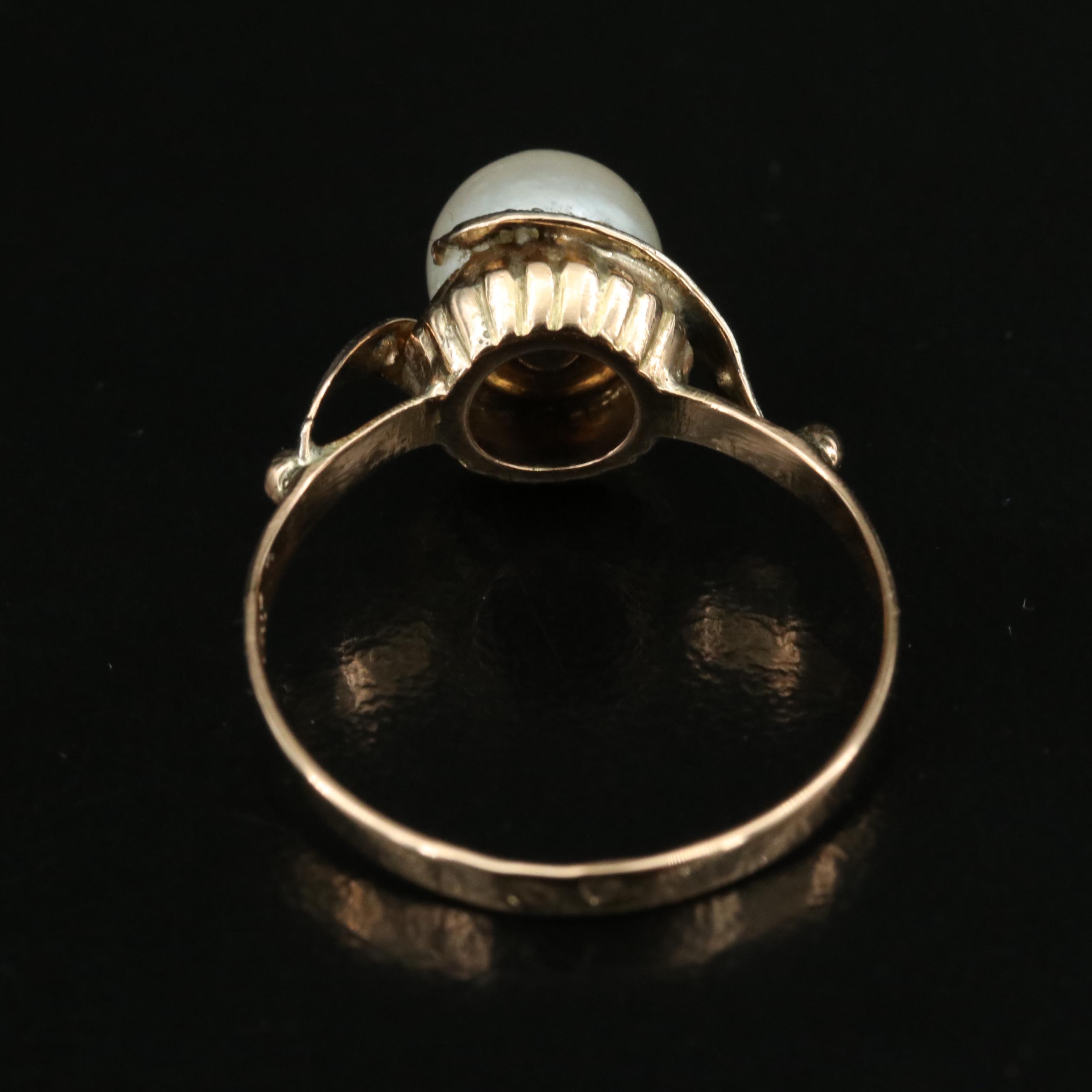 Vintage 14K Pearl and Topaz Ring with Platinum Accents