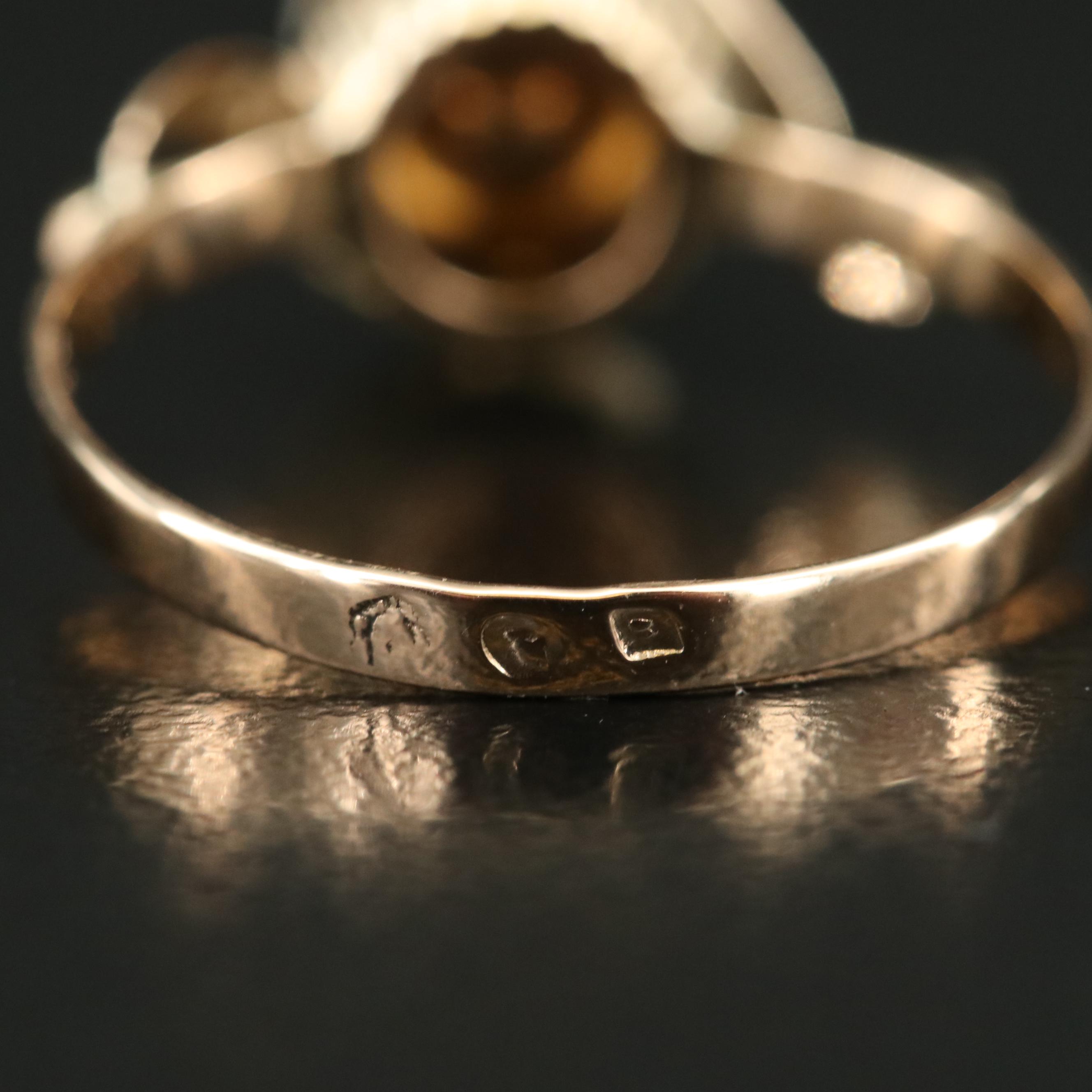 Vintage 14K Pearl and Topaz Ring with Platinum Accents